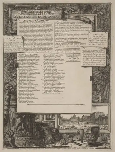 Catalogo delle Opere Date Finora Alla Lvce Da Gio Battista Piranesi