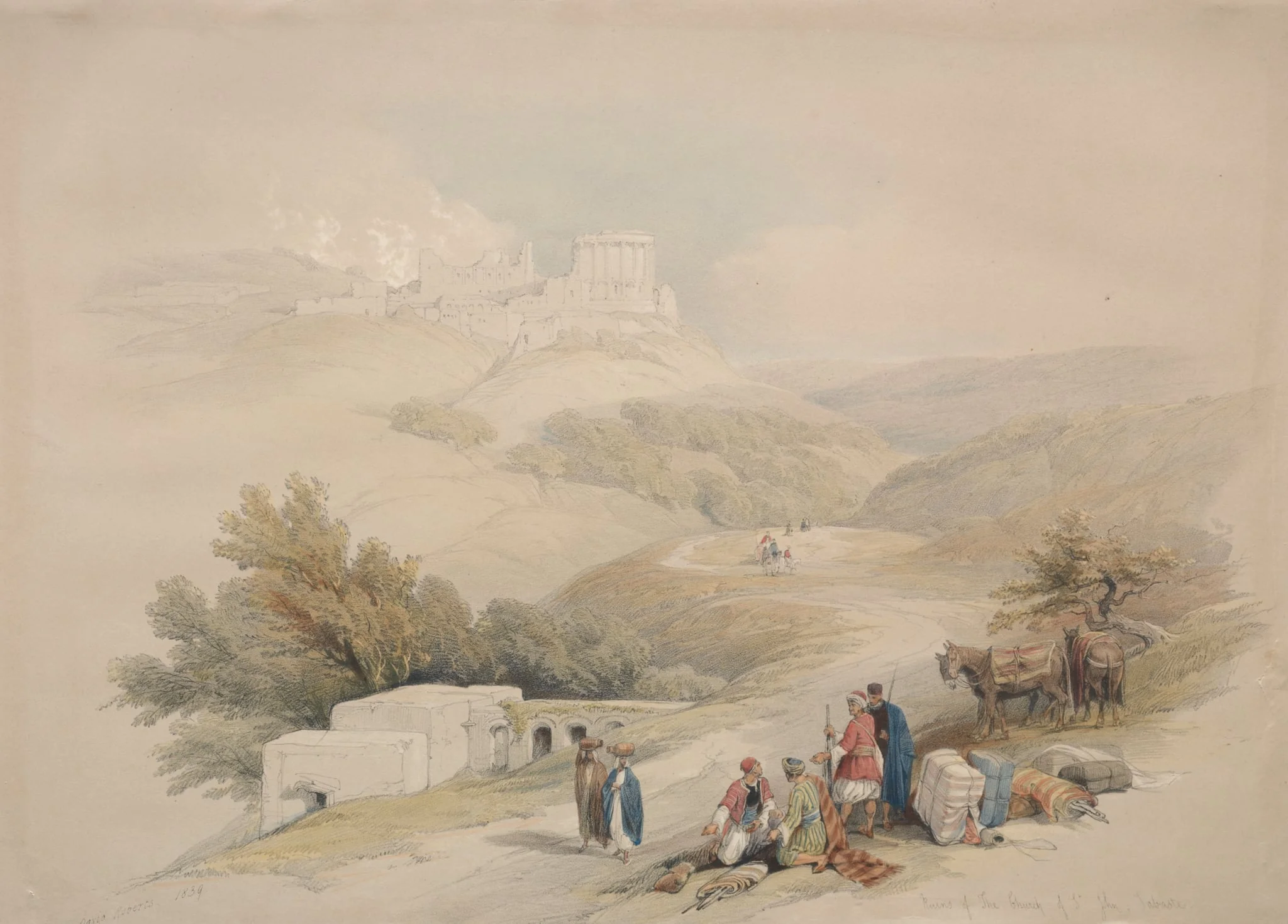Ruins of the Church of St. John Sabaste, by David Roberts, 1839