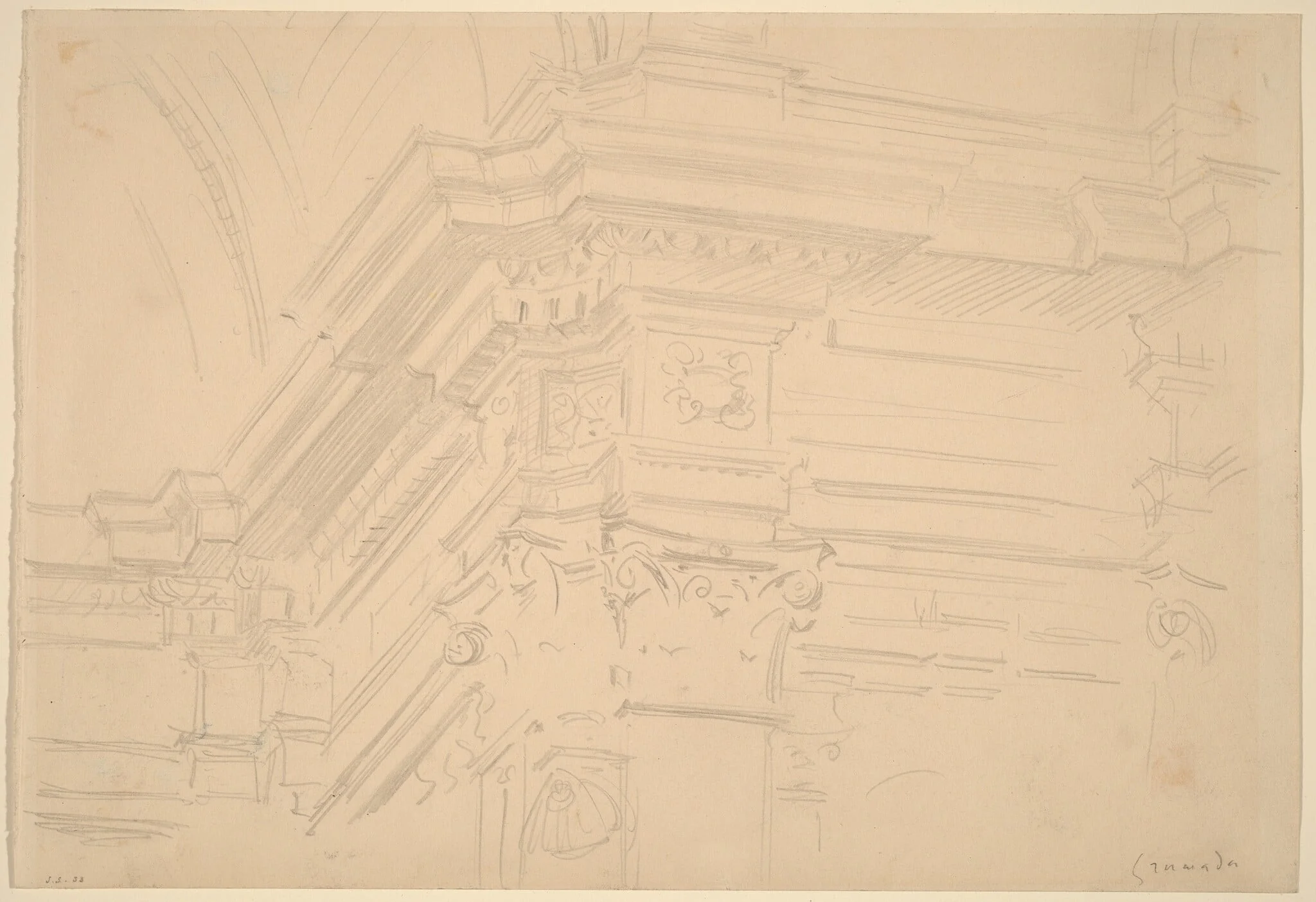 Capilla Real Entablature, Granada, by John Singer Sargent, graphite, 1912