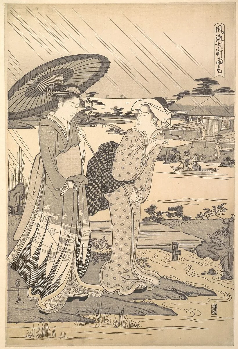 Amagoi|Ono no Komachi Praying for Rain, by Chôbunsai Eishi, ink, 1791