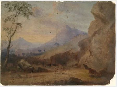 View towards the Great and Little Sugarloaf Mountains, County Wicklow, by William Howis senior, unspecified, 1861