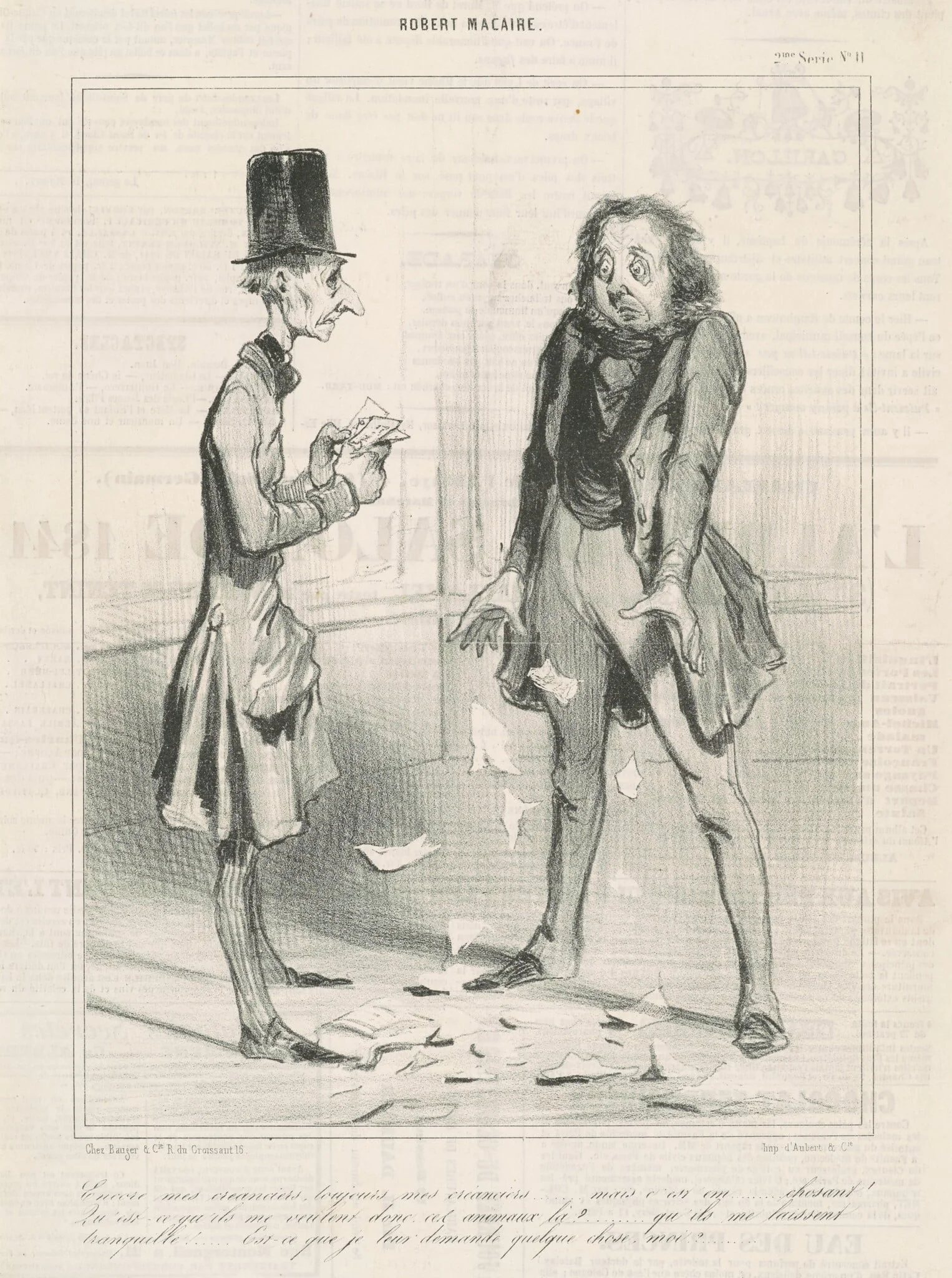 Encore mes créanciers, toujours ..., by Honoré Daumier, ink, 1841