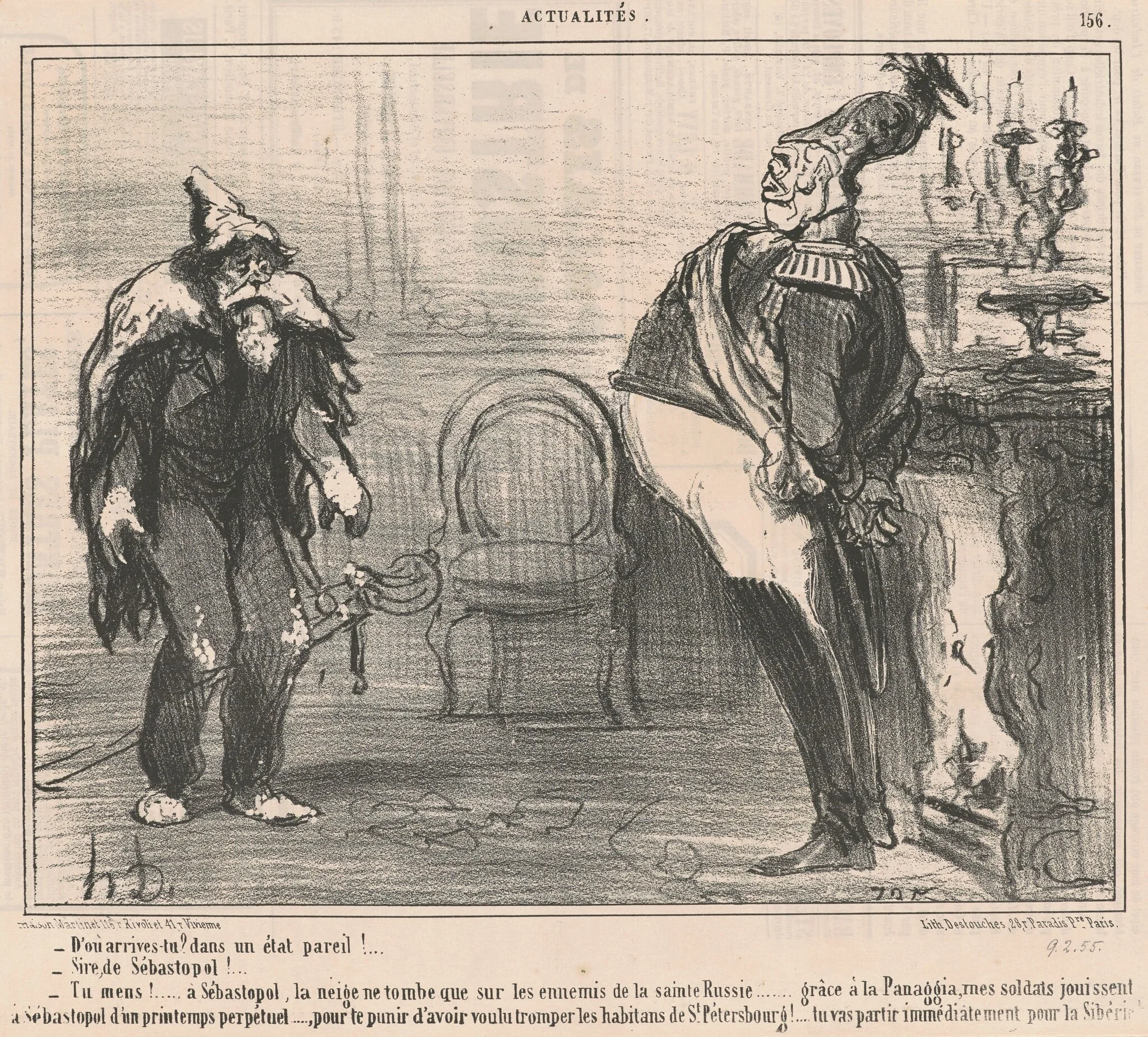 D'ou arrives-tu?, by Honoré Daumier, ink, 1855