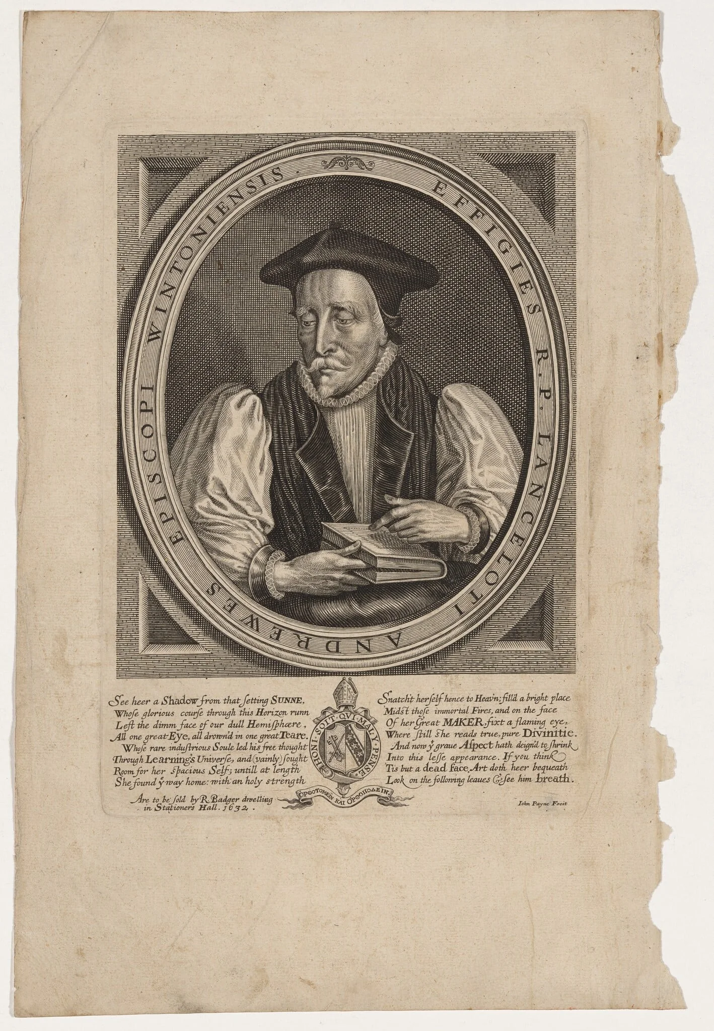 Lancelot Andrewes, Bishop of Winchester, by John Payne, ink, 1632