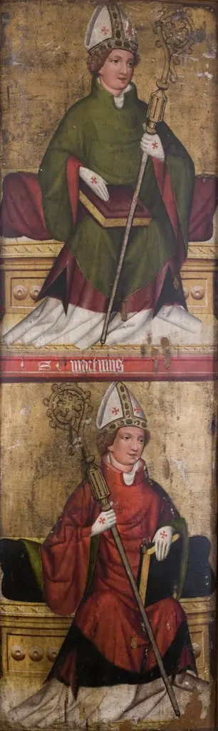 St Adalbert (?), St Martin, Our Lady of Sorrows. Left wing from the altar retable from the church of St Mark in Żywiec