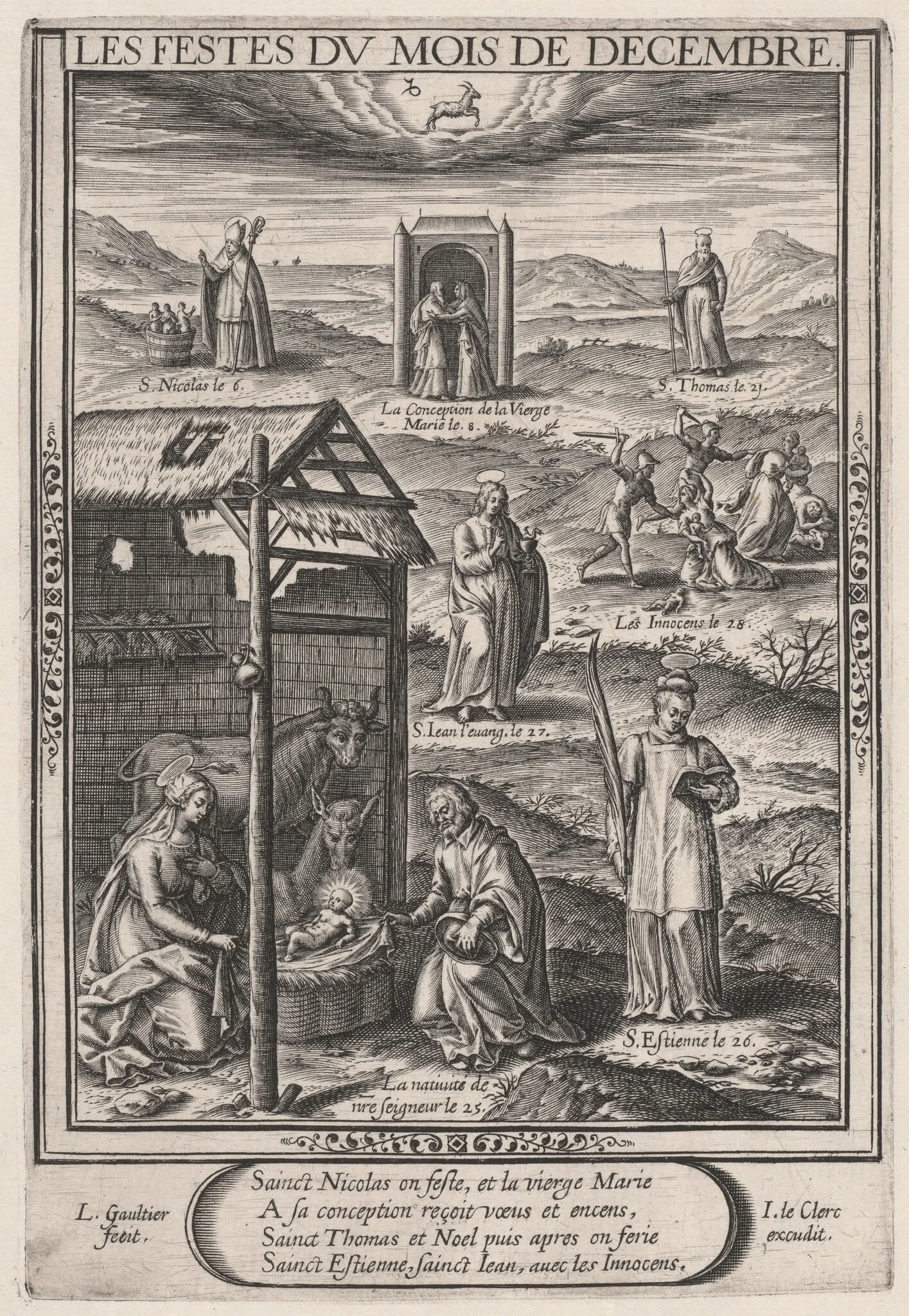 Les Festes du mois de Decembre (December: The Nativity), by Léonard Gaultier, ink, 1603