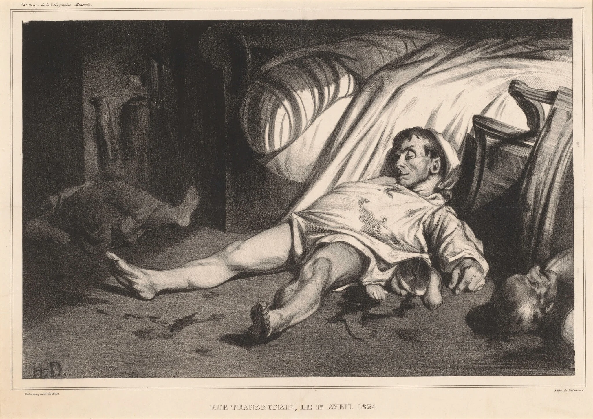 Rue Transnonain, le 15 avril 1834, by Honoré Daumier, ink, 1834