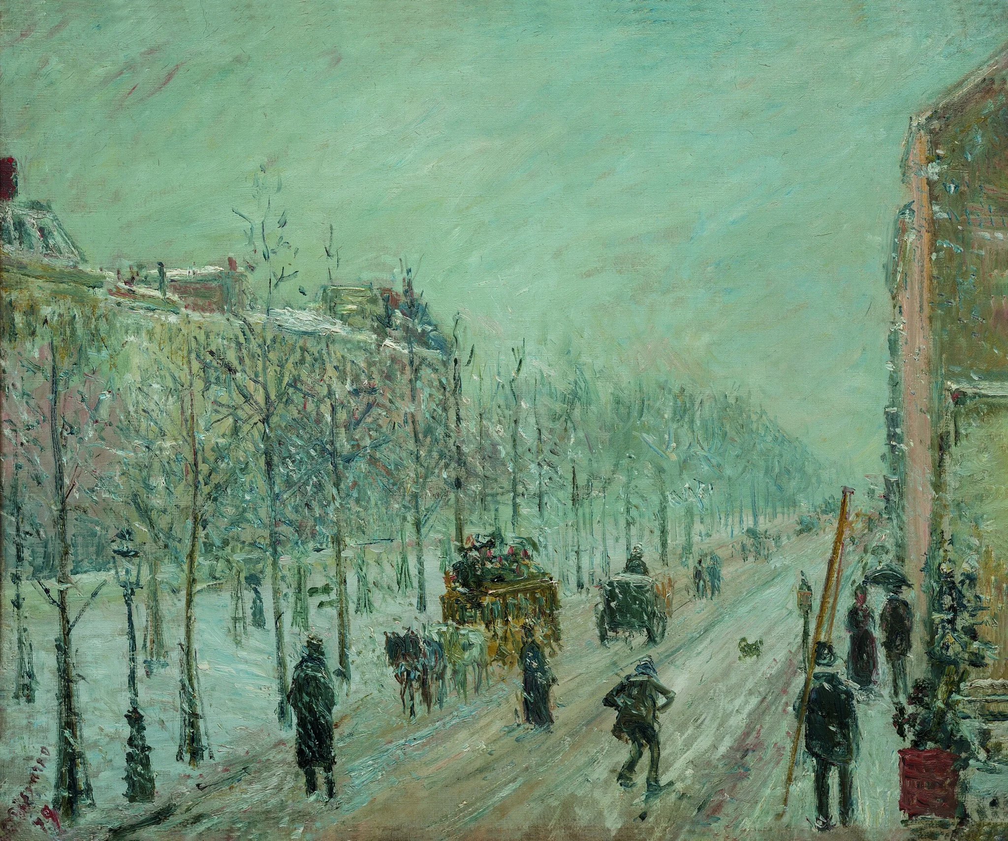 Les boulevards extérieurs. Effet de neige, by Camille Pissarro, oil, 1890