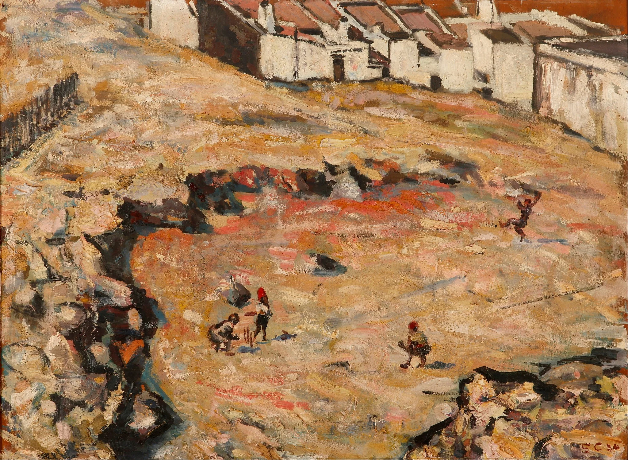 The Cricket Match (Malay Quarter), by Harry Stratford Caldecott, oil, 1924