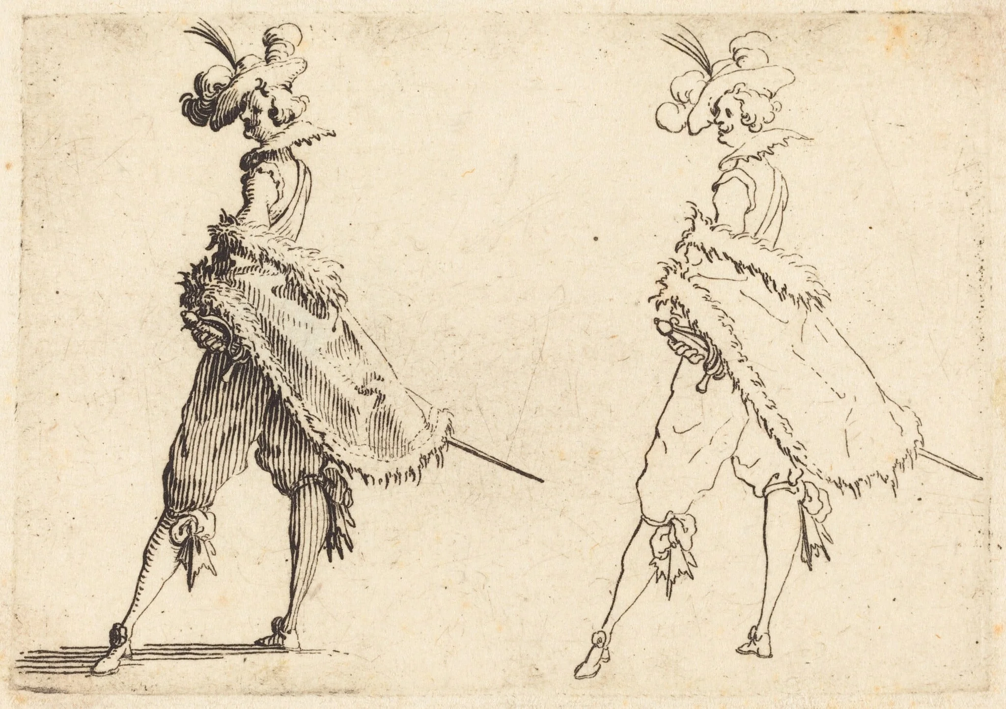 Gentleman Viewed from the Side, by Jacques Callot, ink, 1617