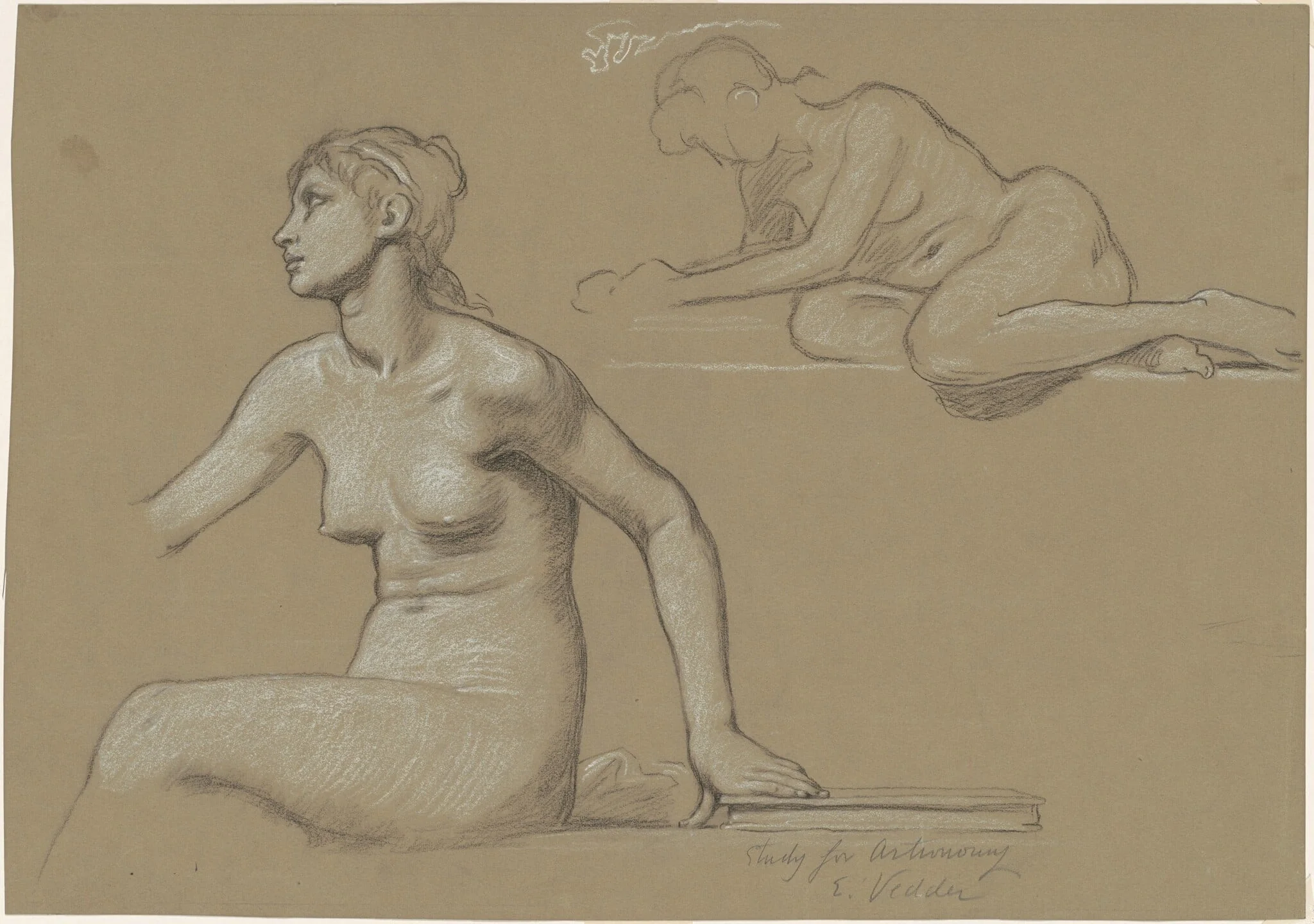 Study for "Astronomy", by Elihu Vedder, charcoal, 1892