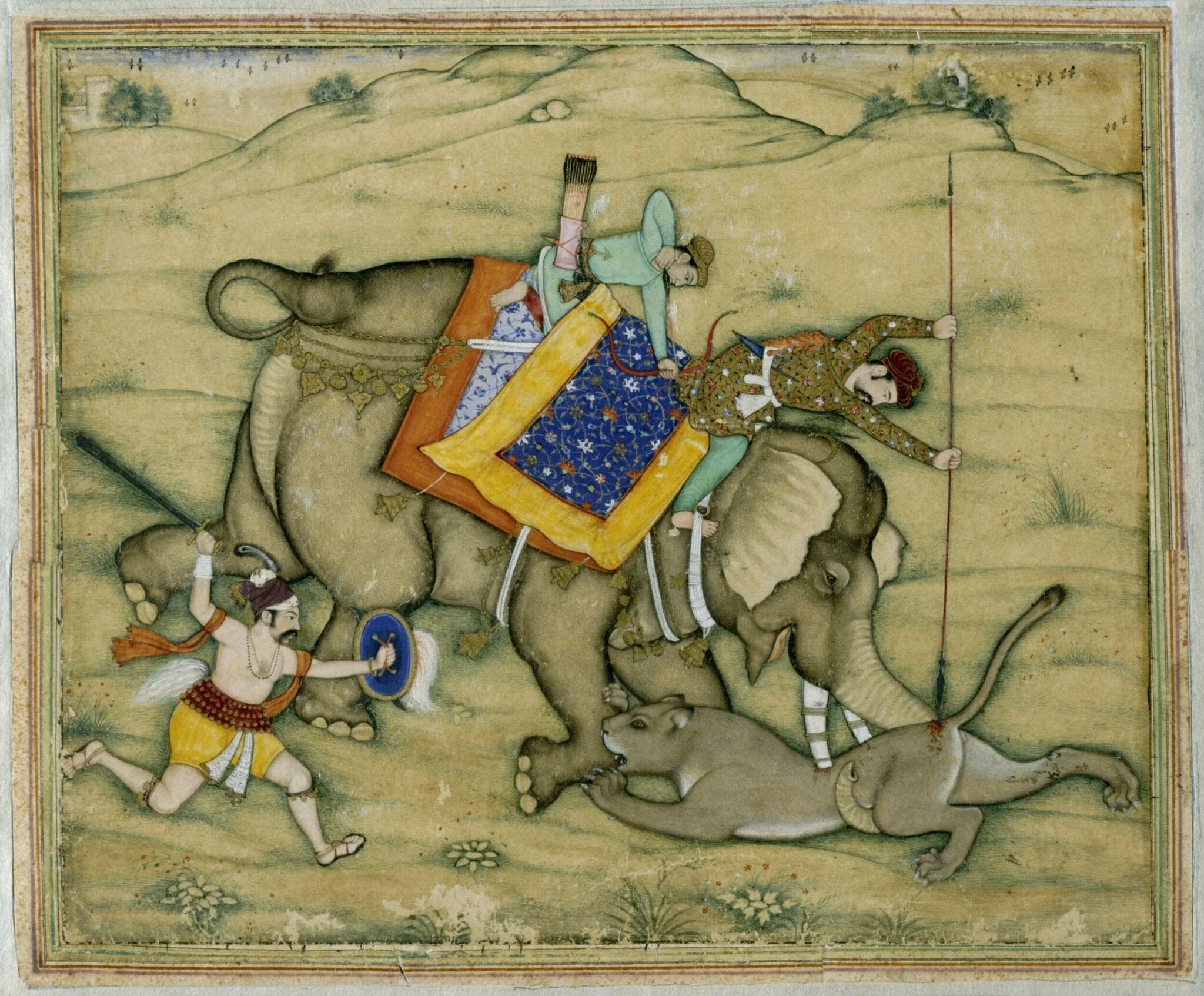 Salim spearing a lioness