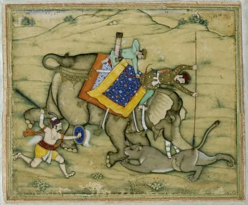 Salim spearing a lioness