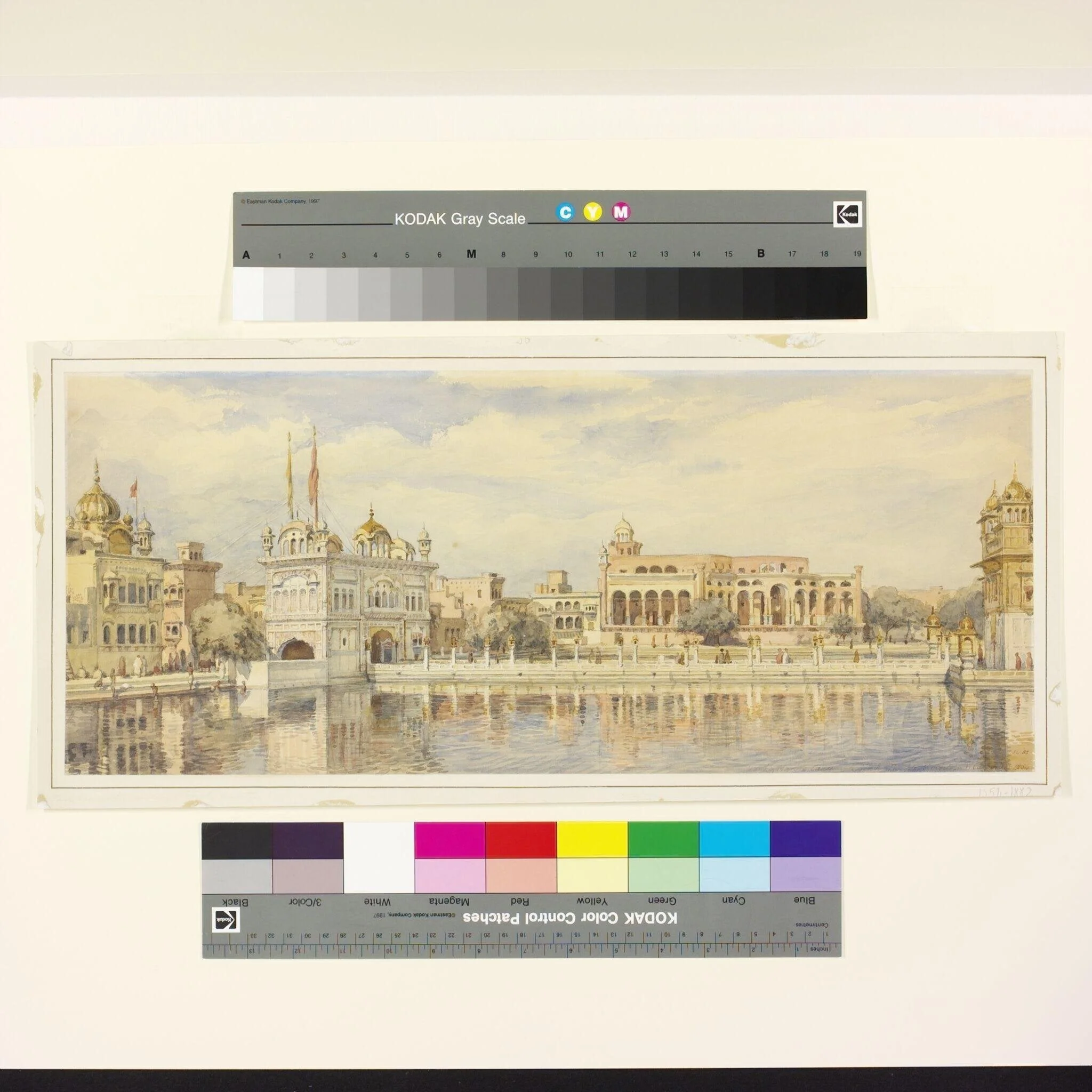 Tank & Marble Causeway the Sikh Temple Amritsar, by William Carpenter, paint, 1854