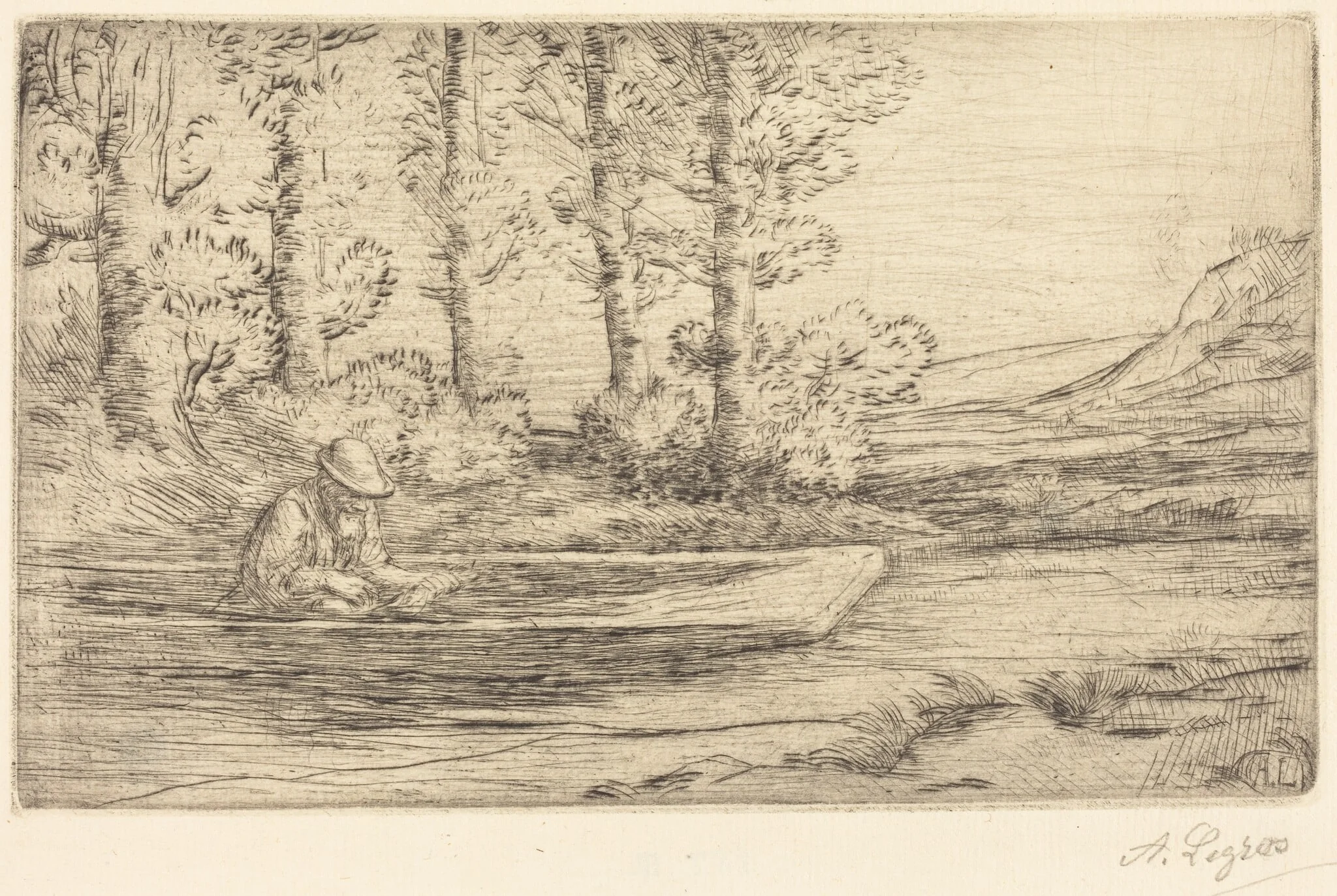 Landscape (Paysage), by Alphonse Legros, ink, 1874