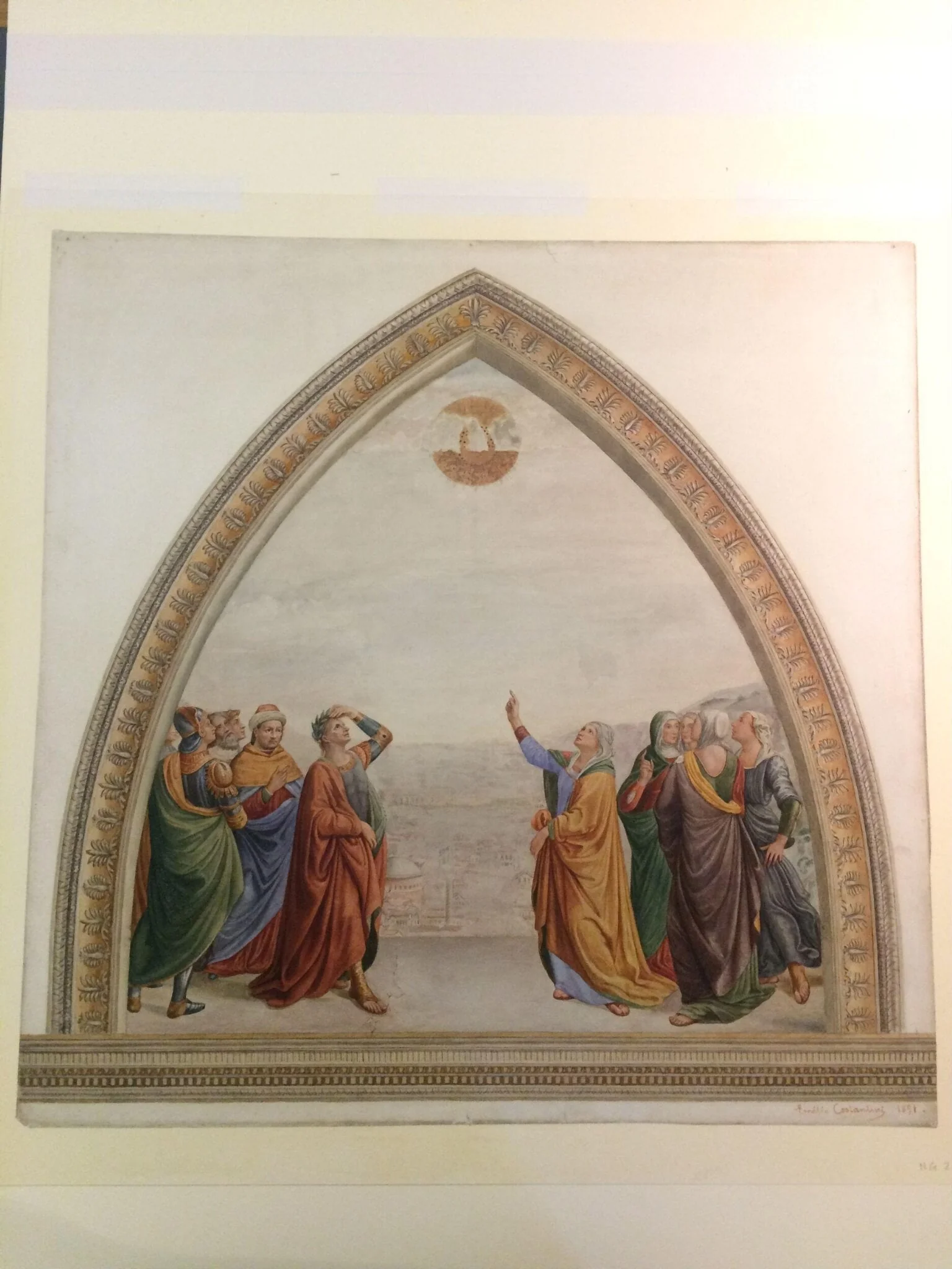 Copy after The meeting of Augustus and the Sibyl, Domenico Ghirlandaio in the Sassetti Chapel, Chiesa di Santa Trinita (Florence), by Domenico Ghirlandaio, watercolor, 1891