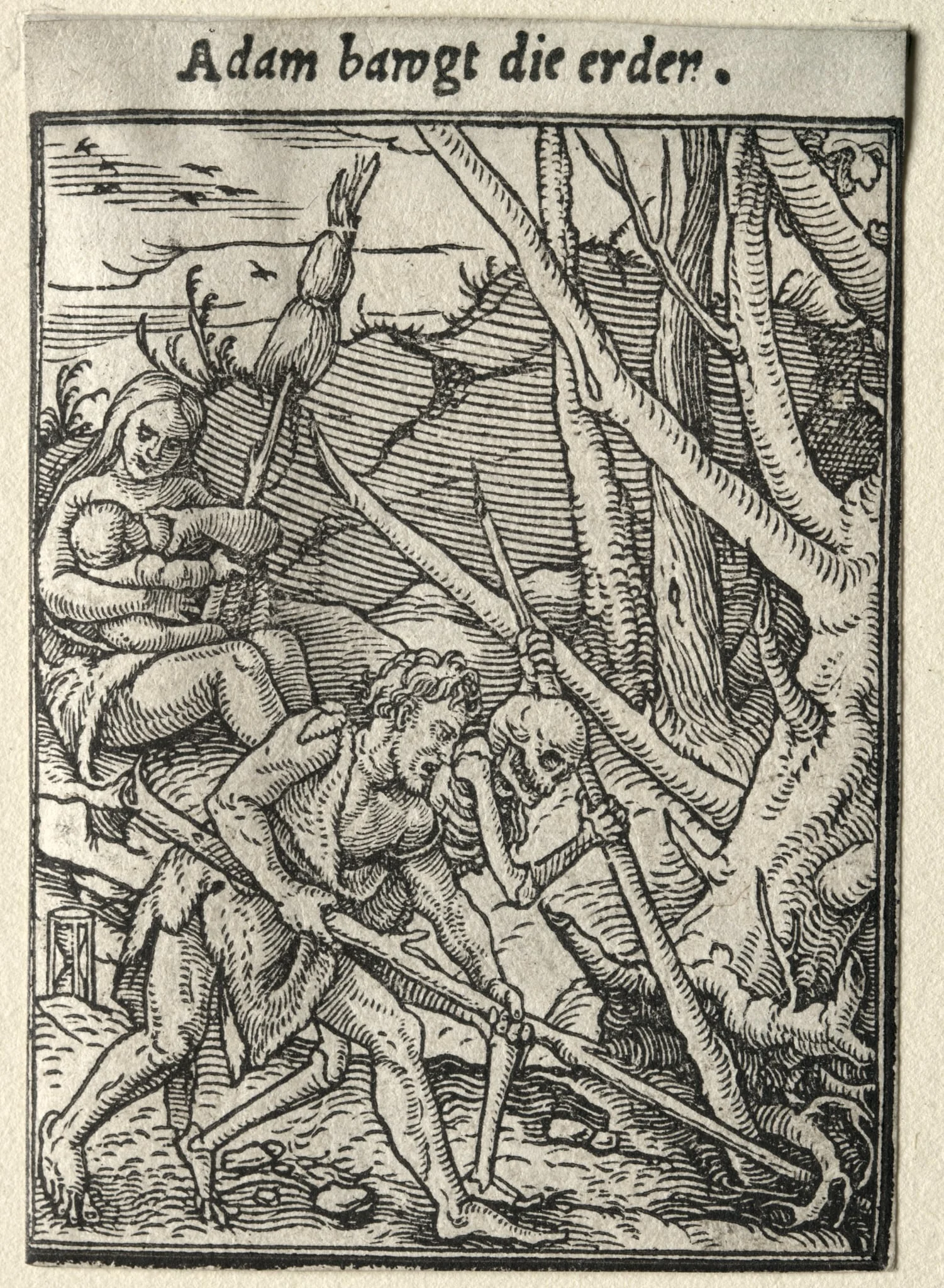 Dance of Death:  Adam Tilling the Ground, by Hans Holbein the Younger, 1526