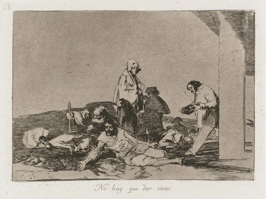 Disasters of War: Pl. 58, It is no use shouting, by Francisco Goya, 1812