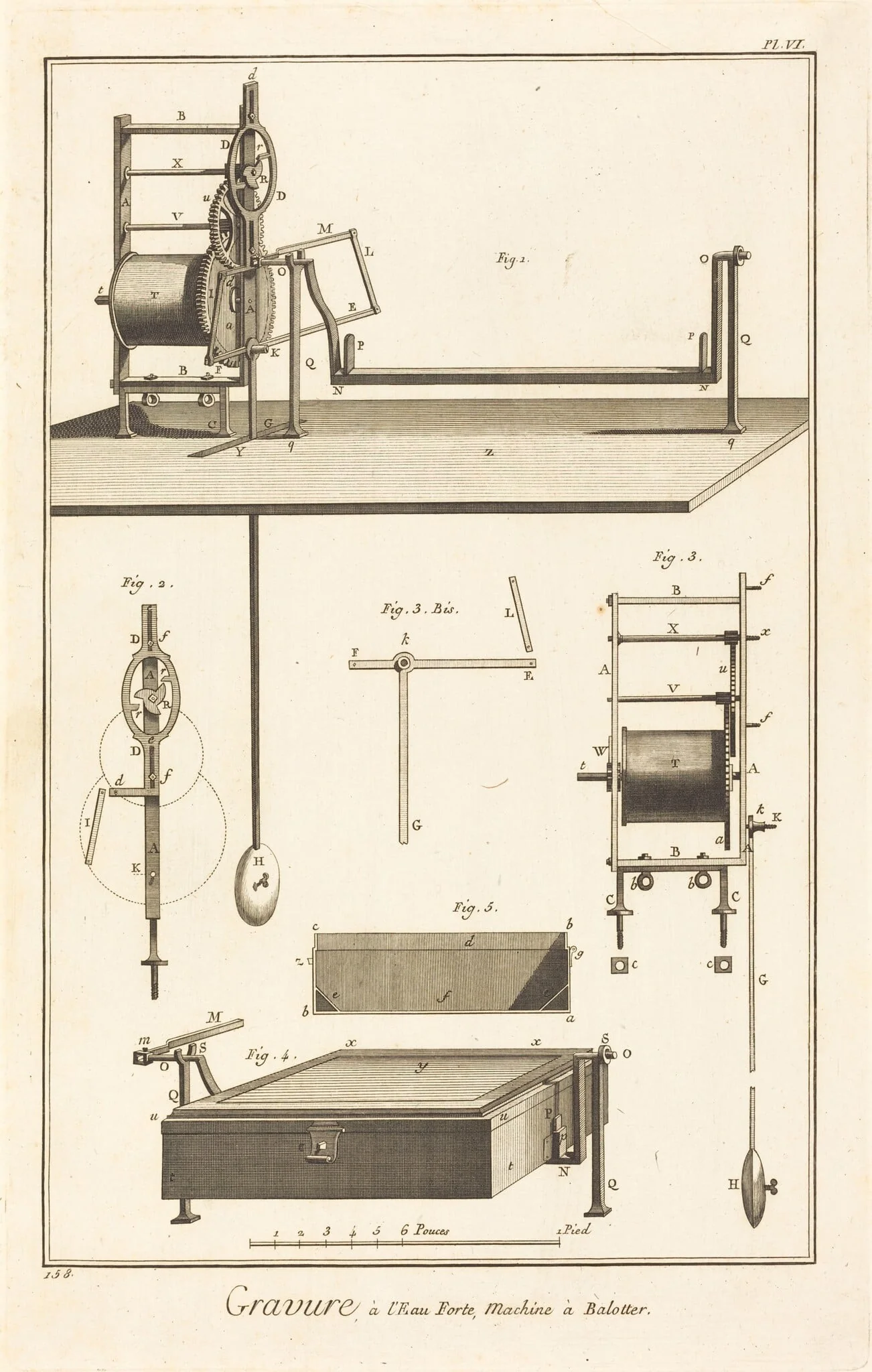 Gravure à l'Eau Forte, Machine à Balotter: pl. VI, by French 18th Century, ink, 1775