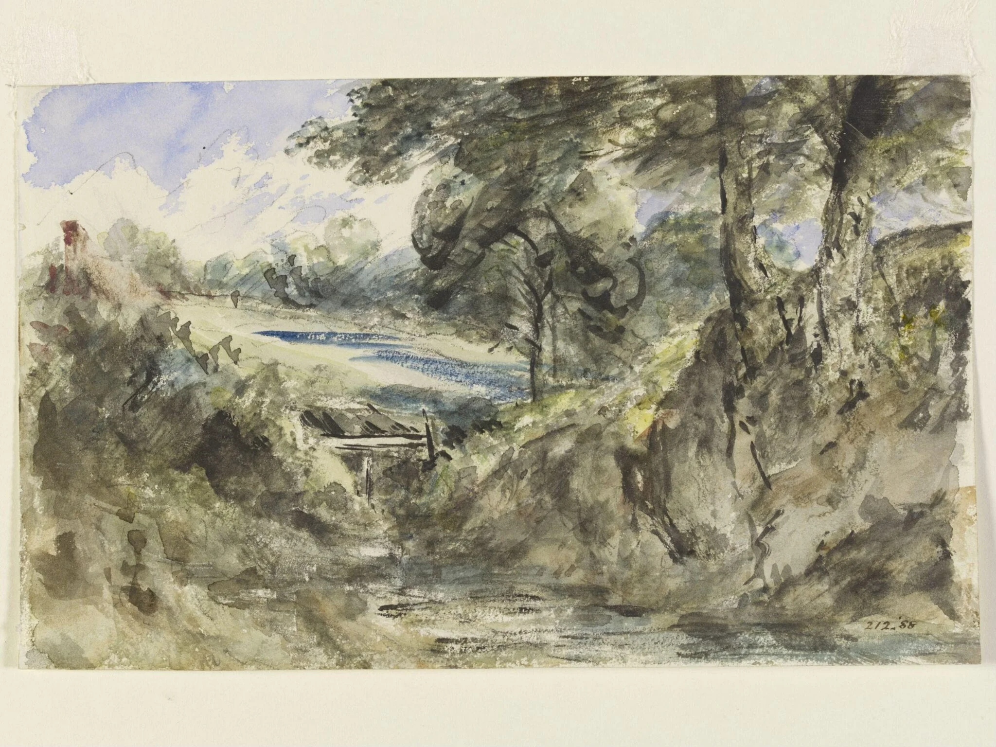 A brook with a high bank, by John Constable, watercolor, 1834