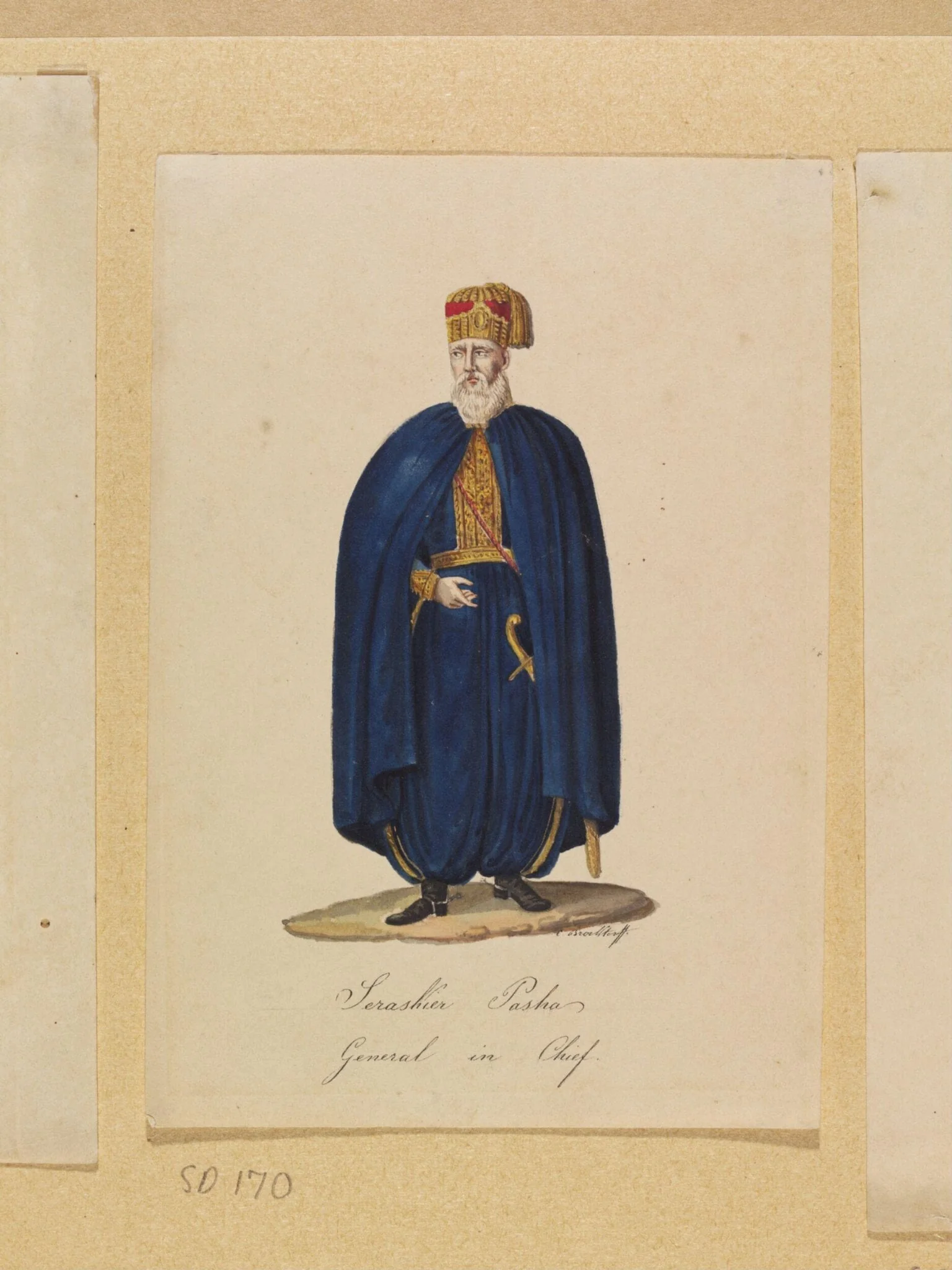 Seraskier Pasha  General in Chief, by Charles Frederick or Carlo Federico Brockdorff, watercolor, 1835