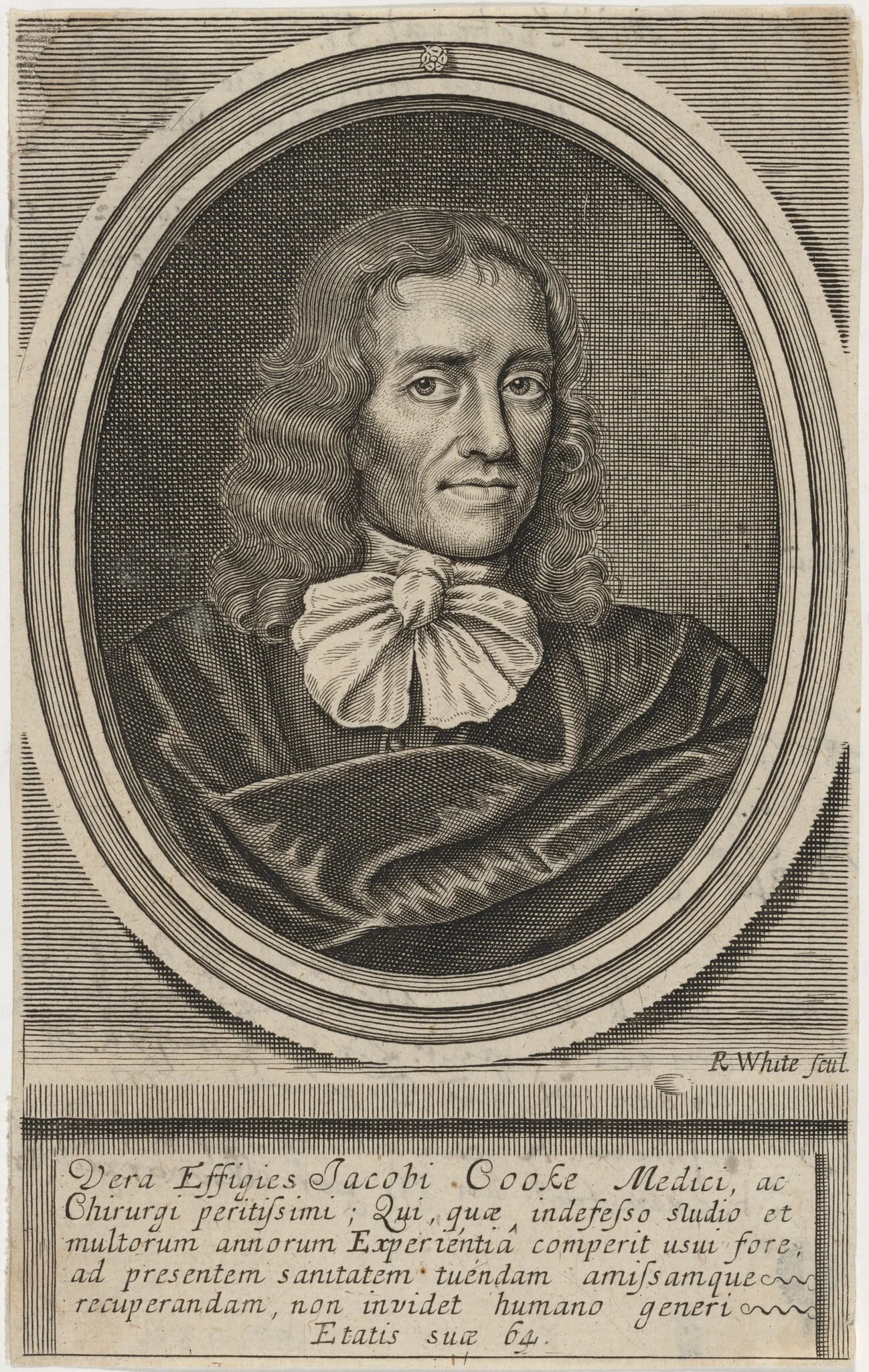James Cooke, by Robert White, ink, 1676