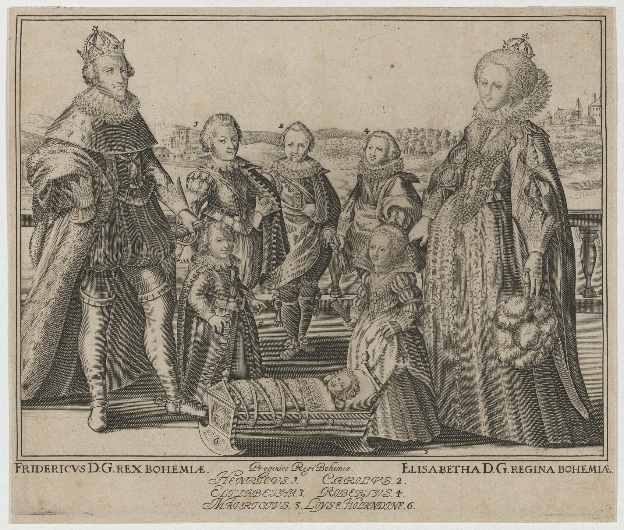 Frederick V, Elizabeth and Their Family, by Unknown 19th Century, ink, 1850