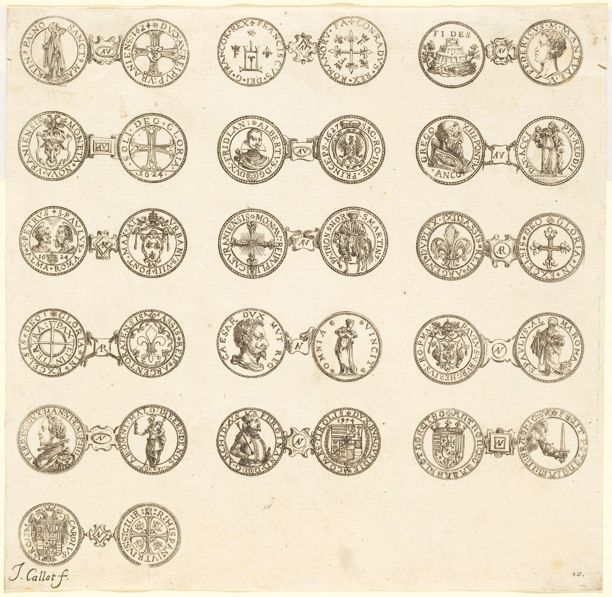 Coins [plate 10], by Jacques Callot, ink, 1630
