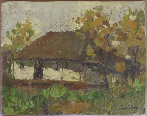 Peisaj cu casă din Moldova