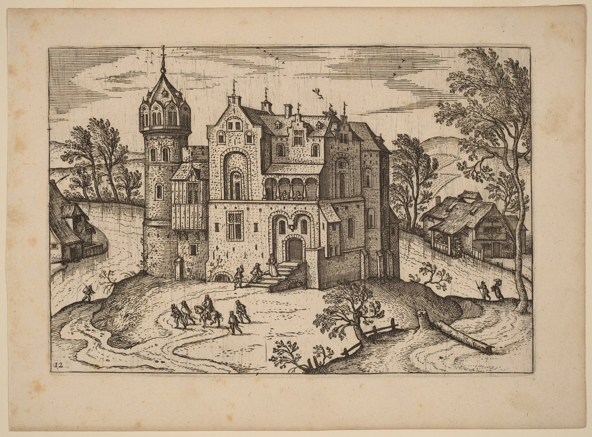 Castle by a River, by Netherlandish 16th Century, ink, 1676
