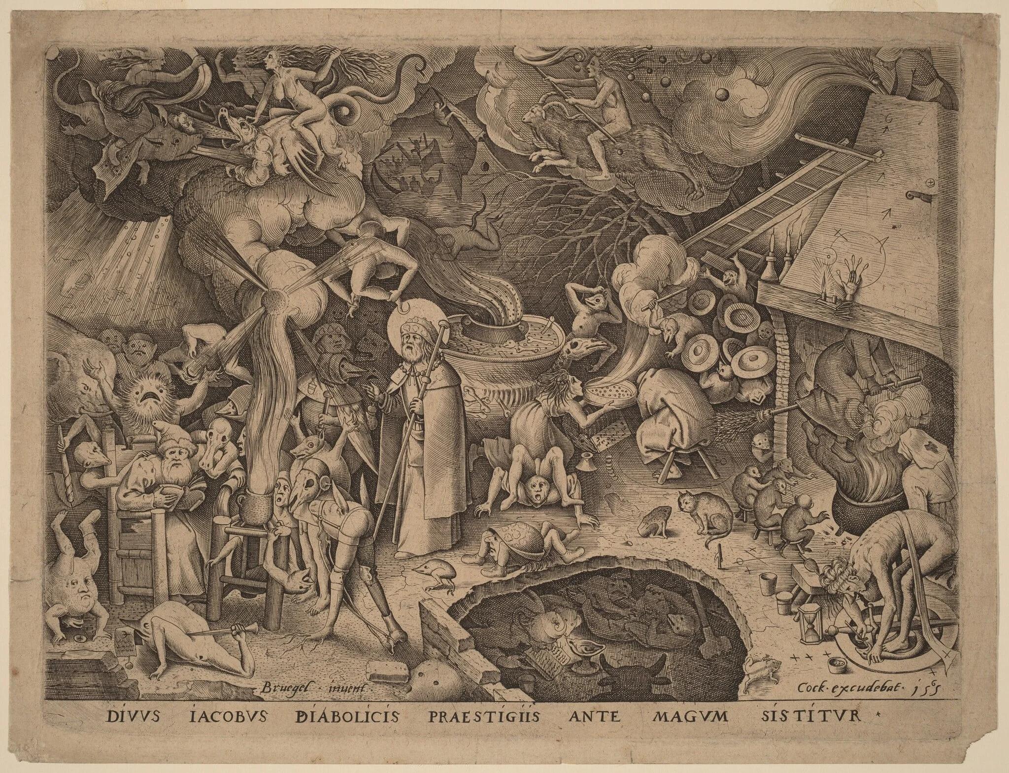 Saint James and the Magician Hermogenes, by Pieter van der Heyden, ink, 1565