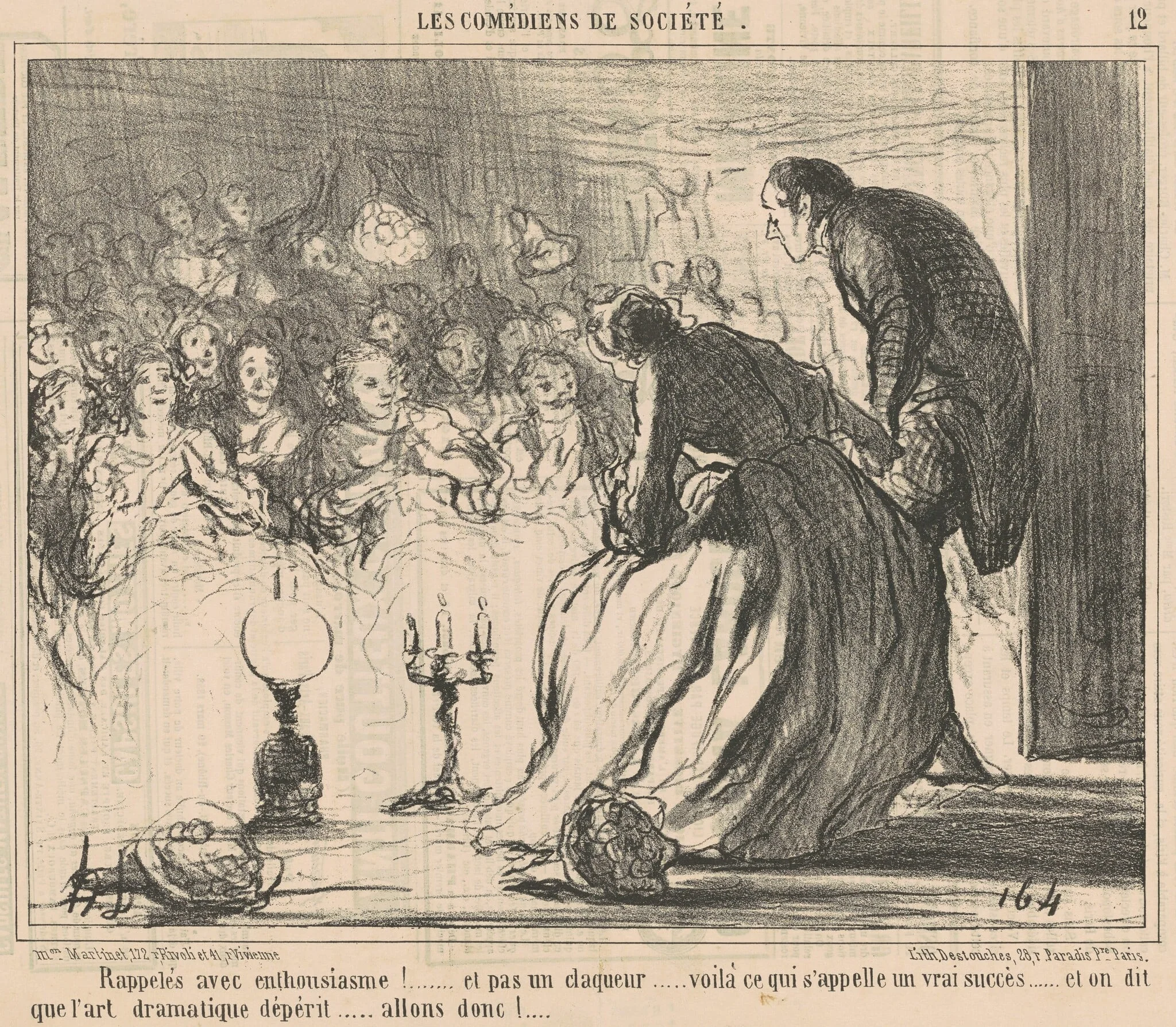 Rappelès avec enthousiasme! ..., by Honoré Daumier, ink, 1858
