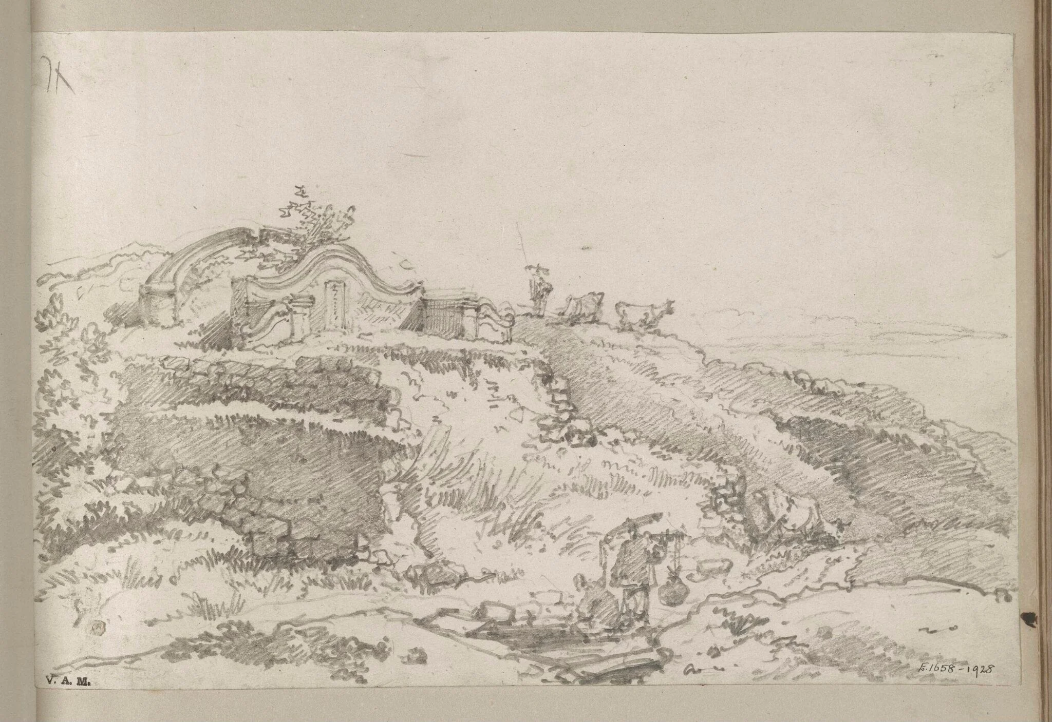 A Chinese tomb on a hillside, Macau, by George Chinnery, 19