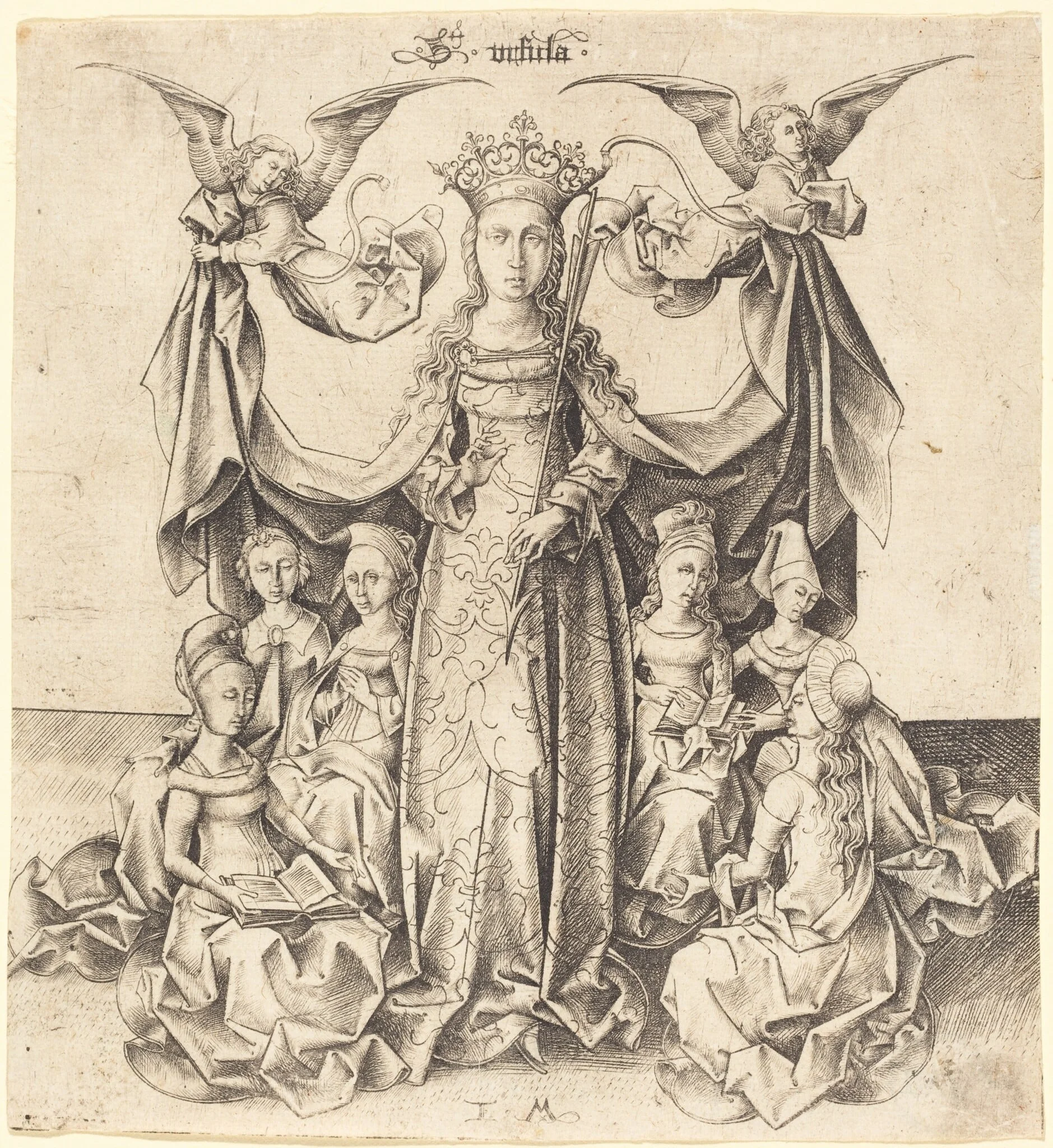 Saint Ursula and Her Maidens, by Israhel van Meckenem, ink, 1478