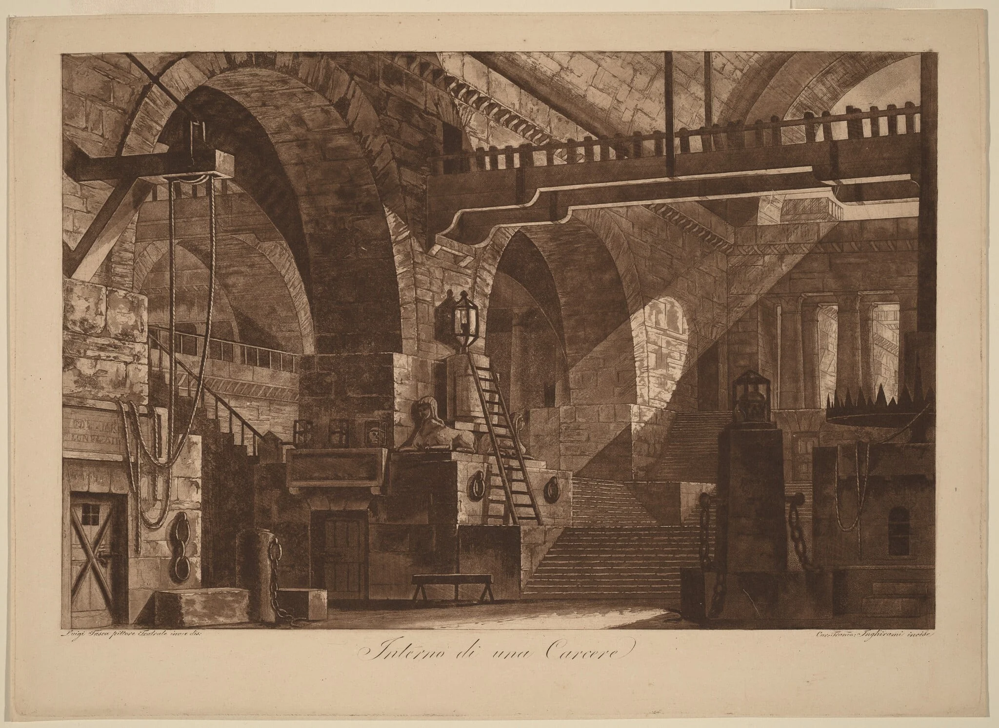 Interno di un Carcere (Interior of a Prison), by Francesco Inghirami, ink, 1814