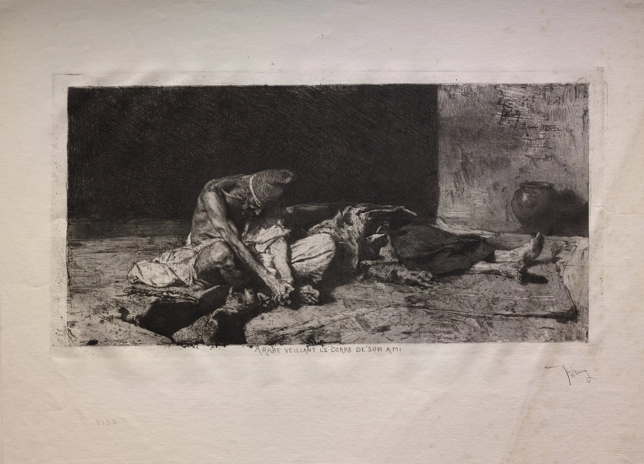 Arab Watching over the Body of His Friend, by Mariano Fortuny Marsal, 1866