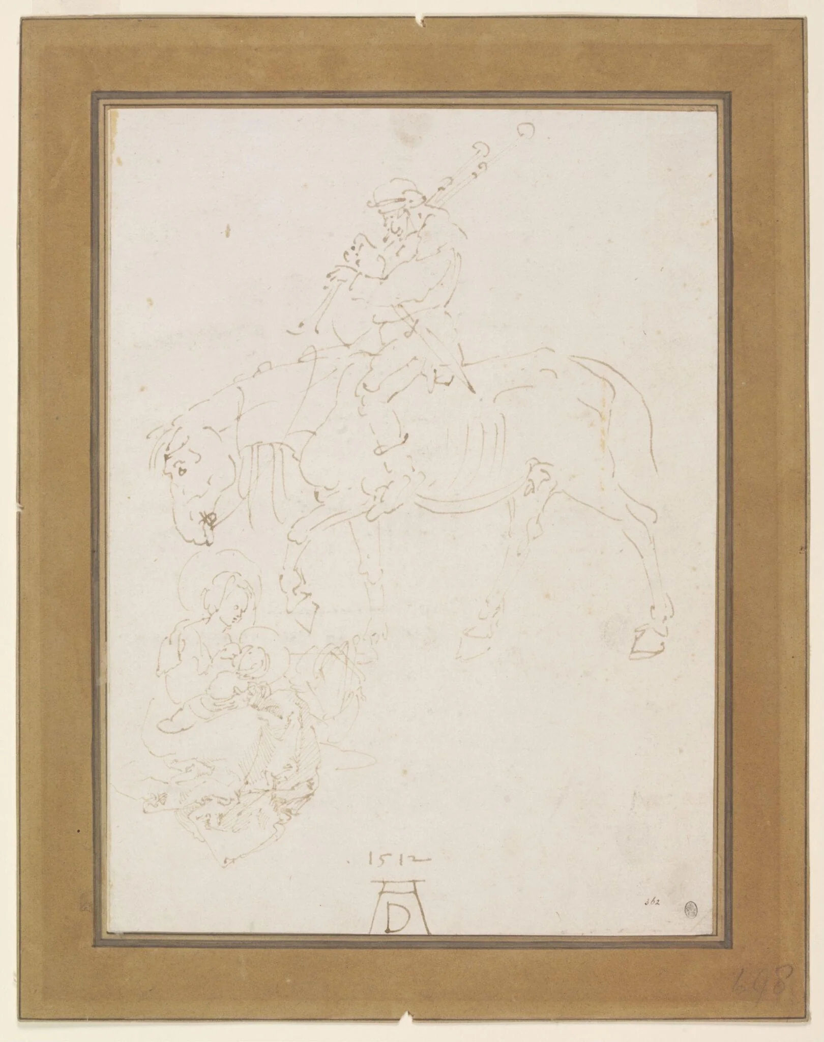 Madonna and Child with Cradle and a Bagpiper on Horseback