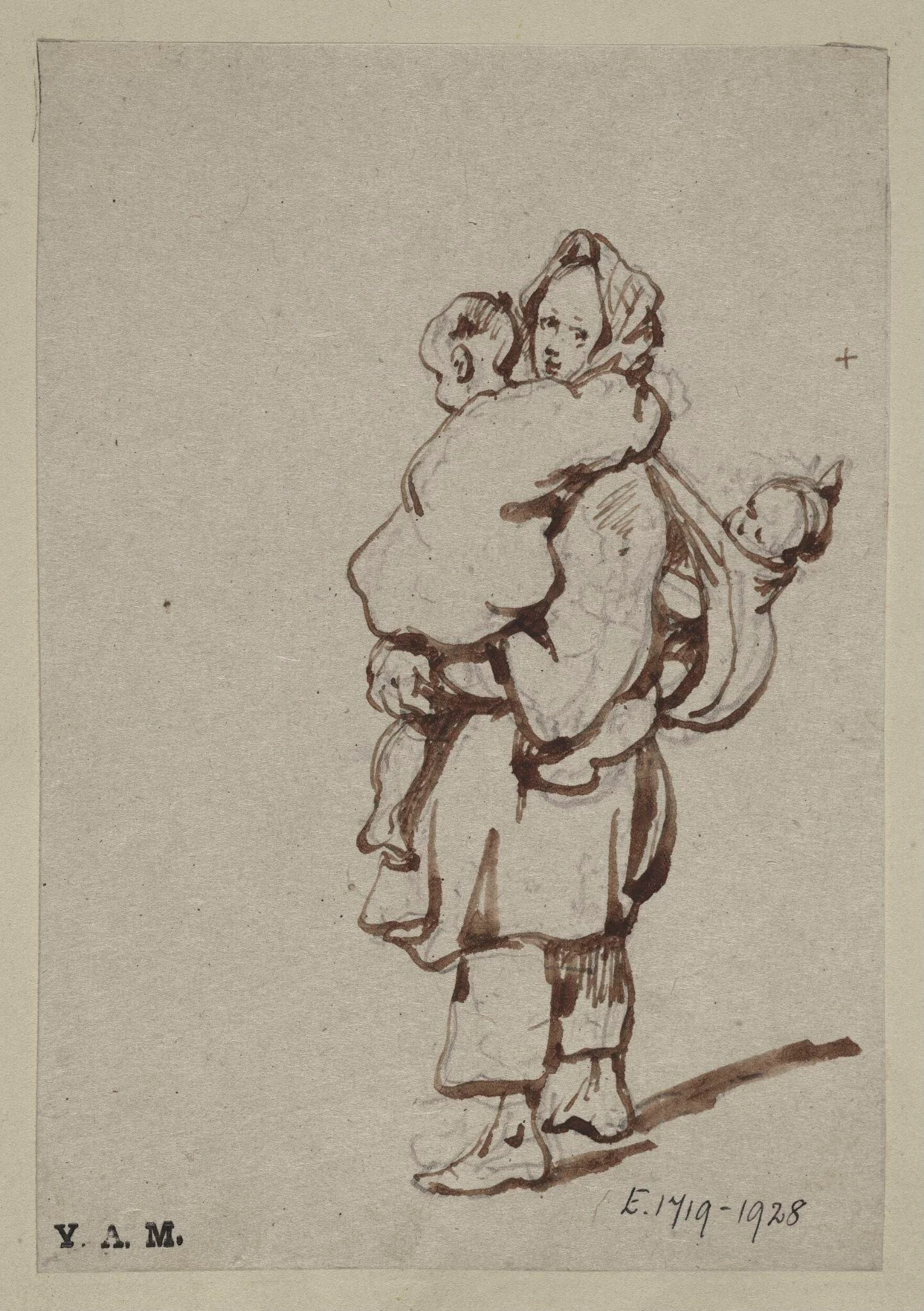 A boatwoman with two children