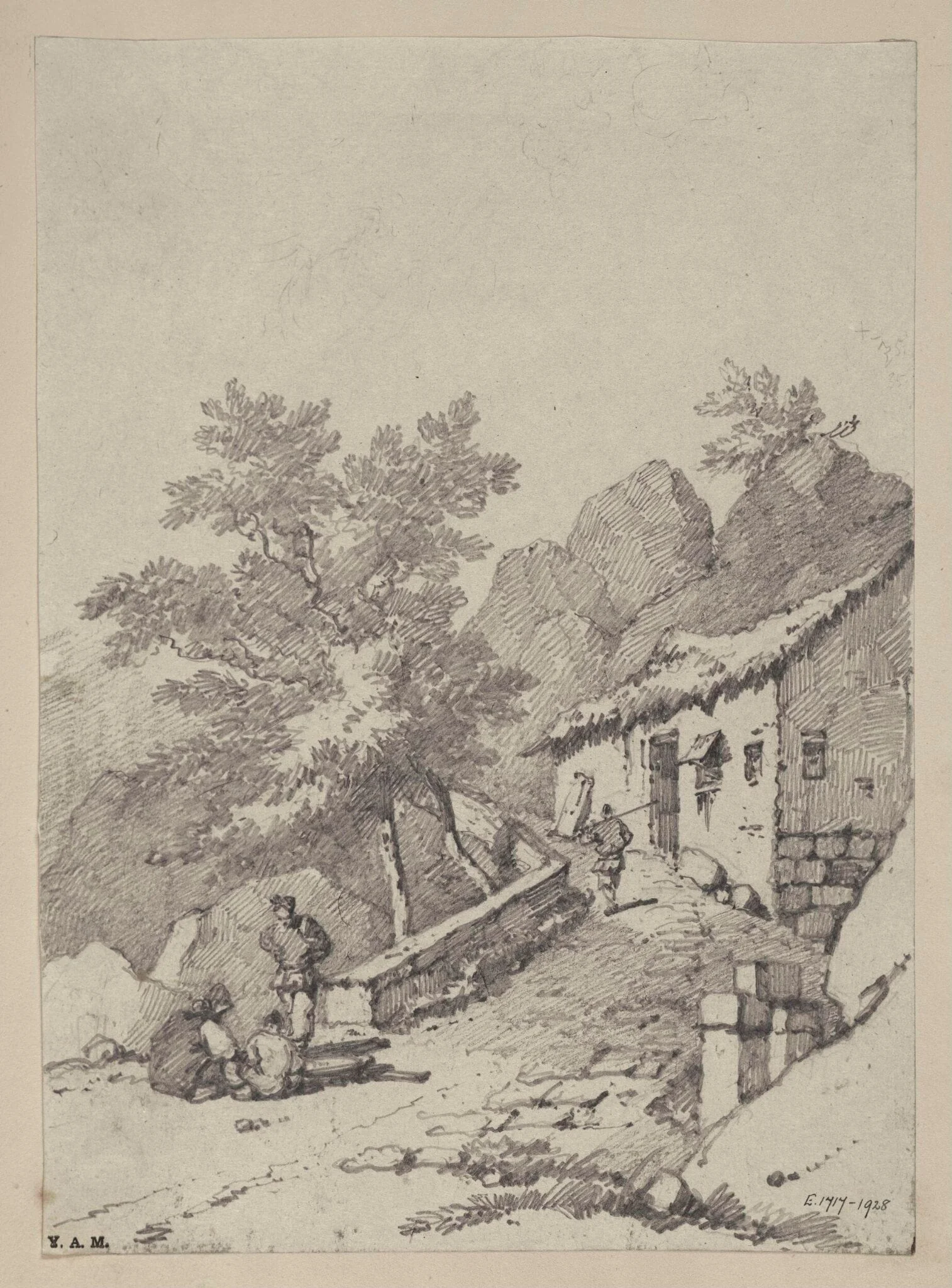 Fiigures on a path leading to a rocky summit, by George Chinnery, 8