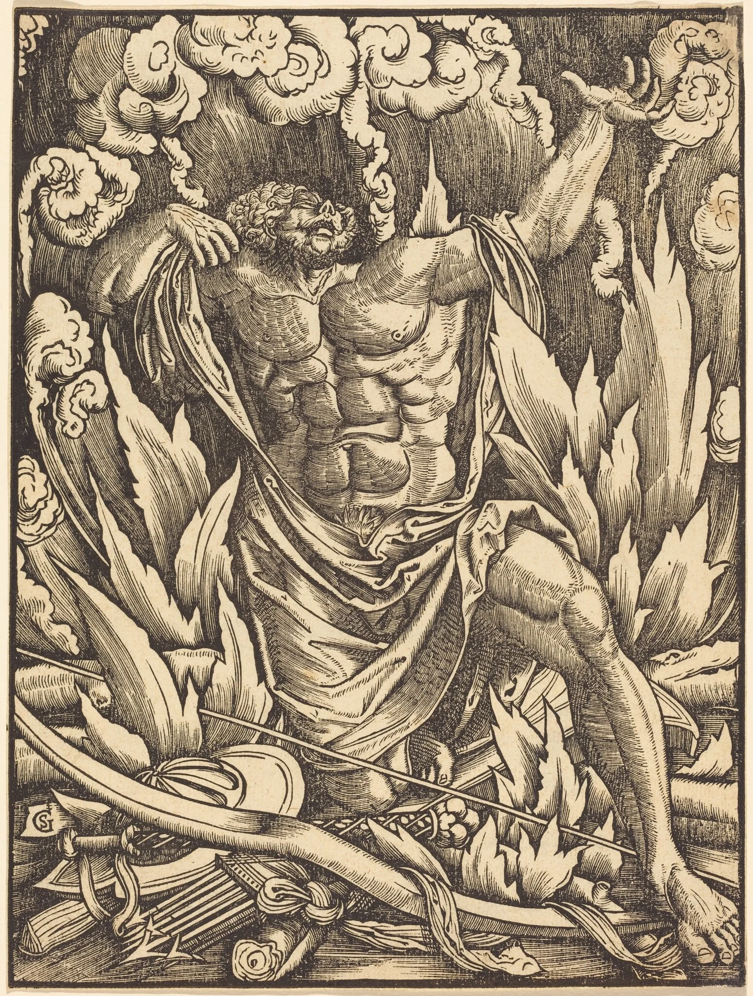 The Death of Hercules, by Gabriel Salmon, ink, 1528