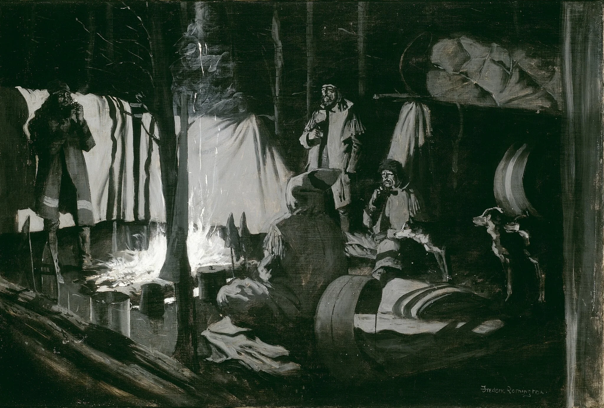 First and Best Camp of the Trip, by Frederic Remington, oil, 1895