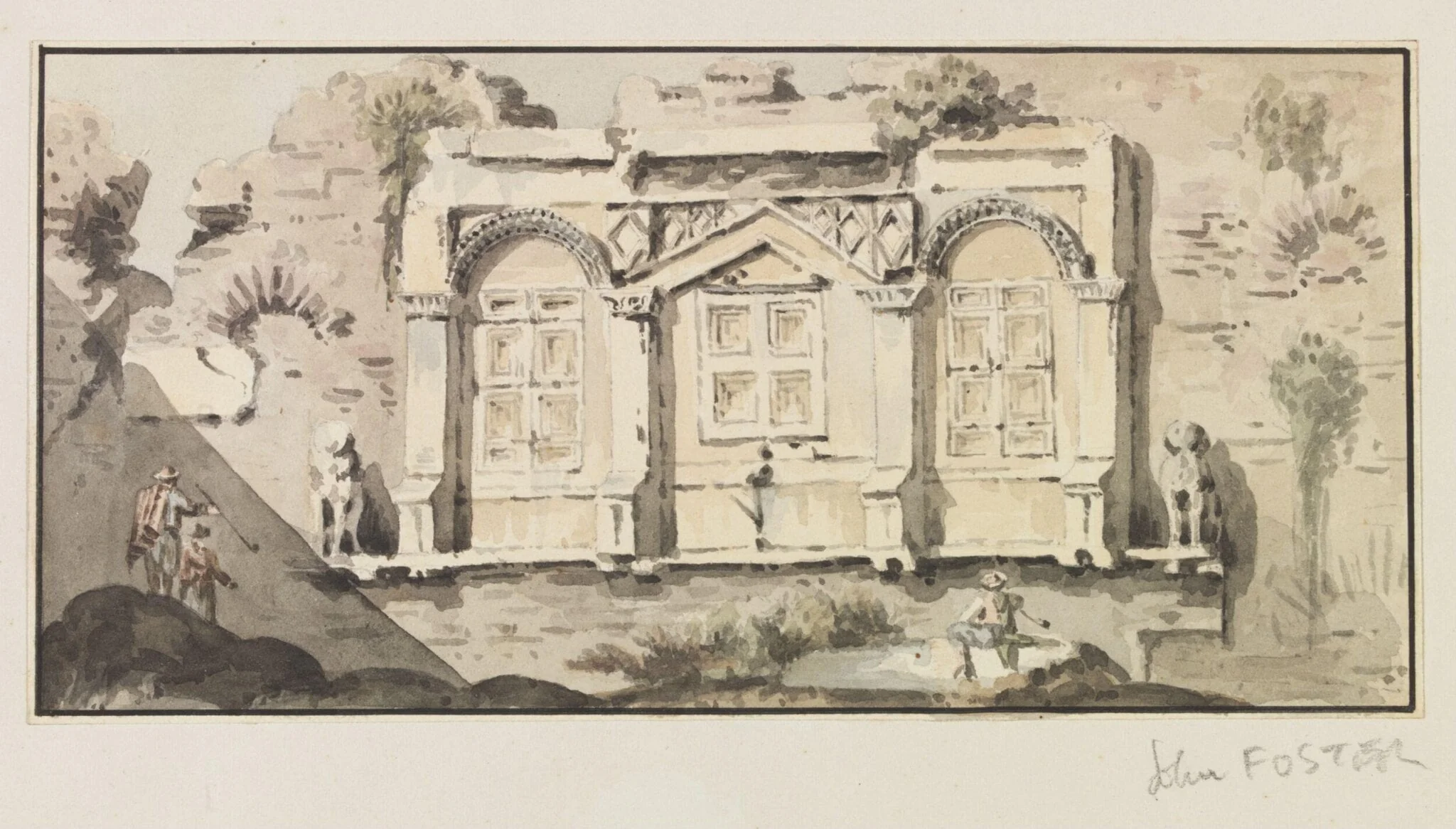 View of the Western facade of the Boukoleon Palace, by John Foster, watercolor, 1811