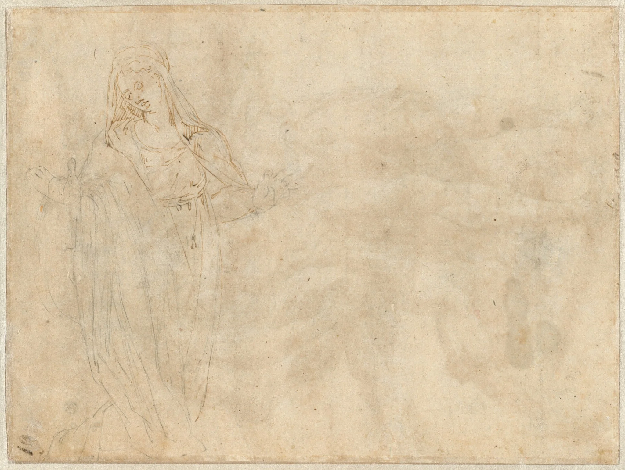 Kneeling Woman [verso], by Zanguidi, called Bertoia, Jacopo, ink, 1559