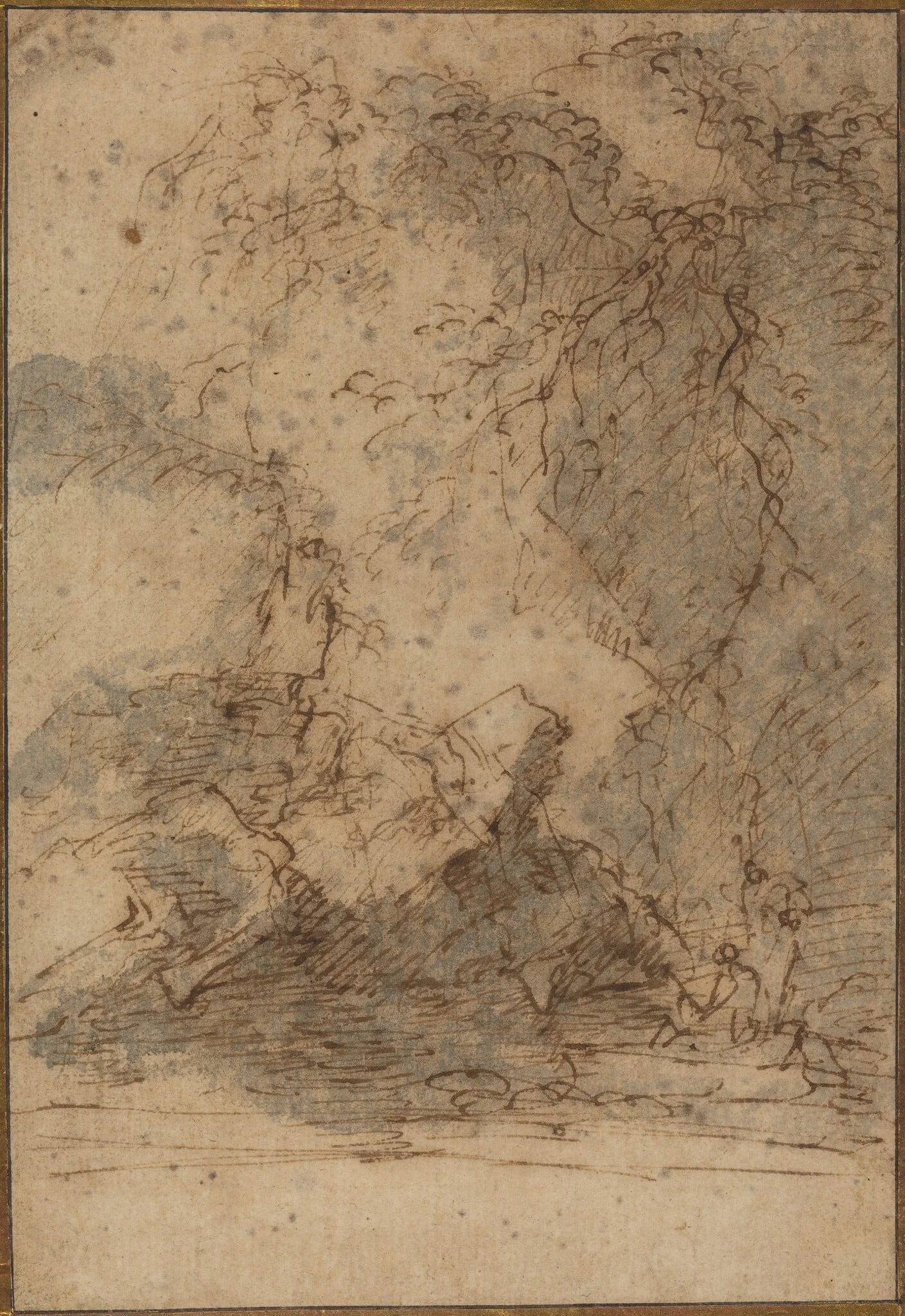 Landscape, by Salvator Rosa, ink, 1664