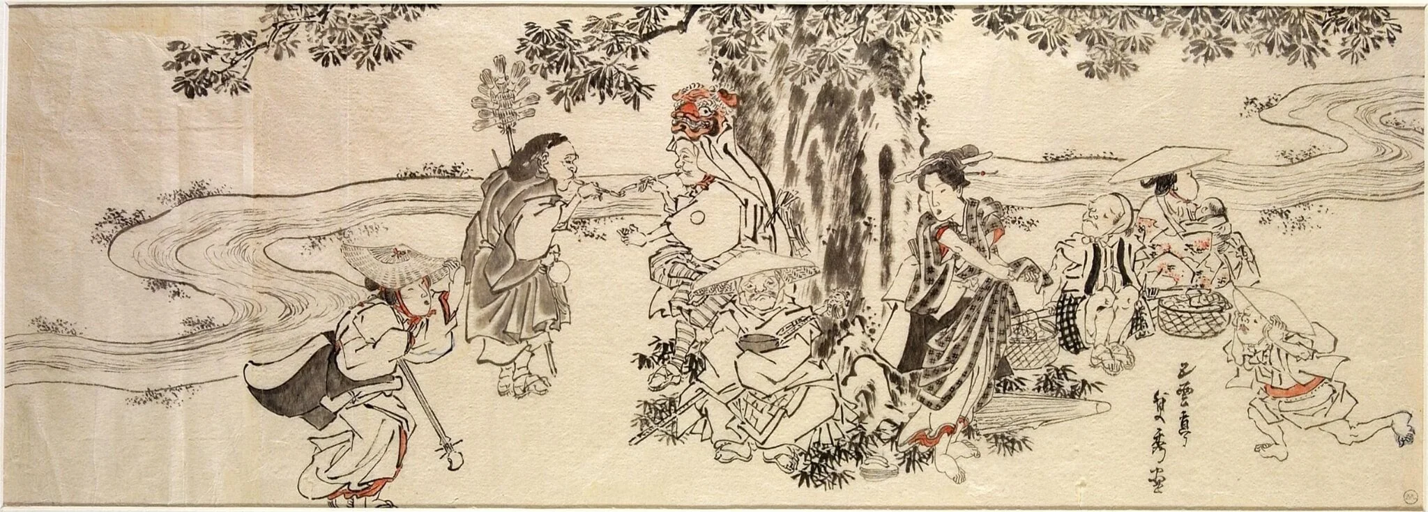 Group resting under tree