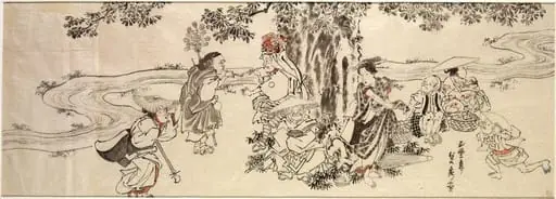 Group resting under tree