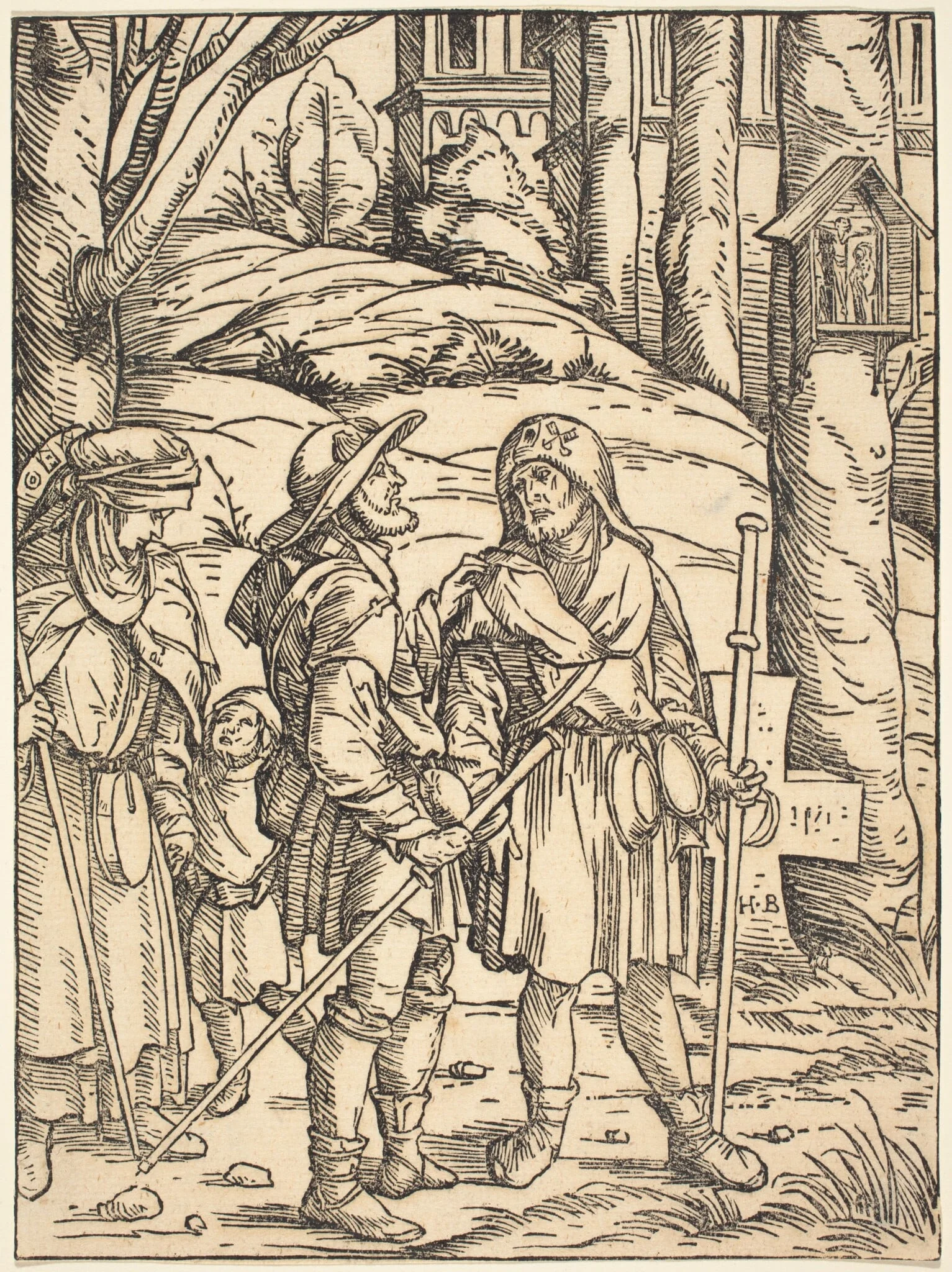 Pilgrims at a Wayside Shrine, by Hans Burgkmair the Elder, ink, 1508