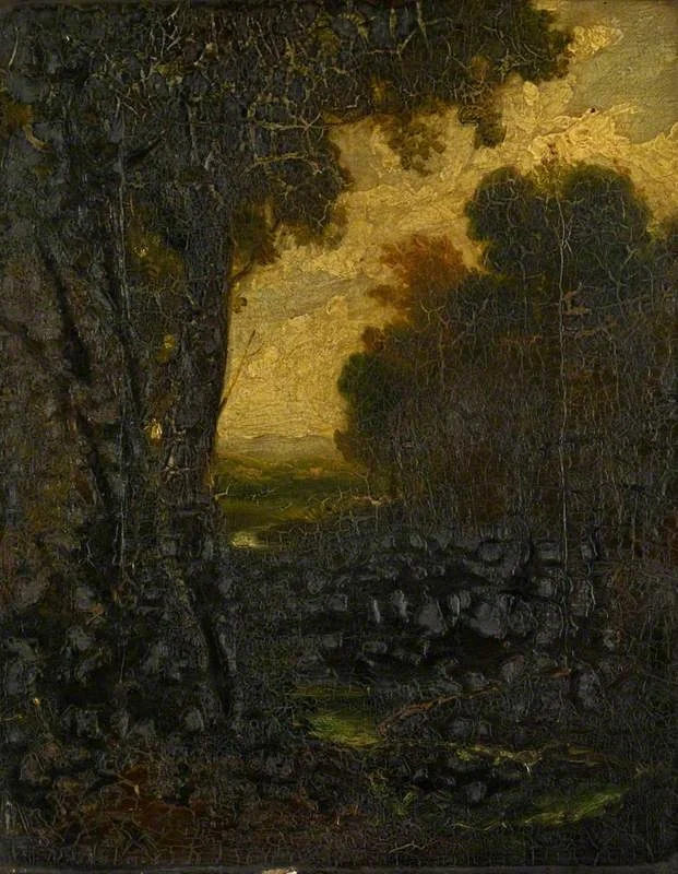 Trees on the Bank of a Stream, by John Thomson, oil