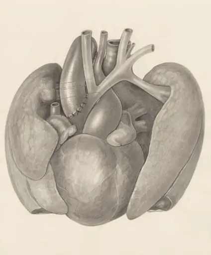 Surgical procedure on a heart and adjacent organs