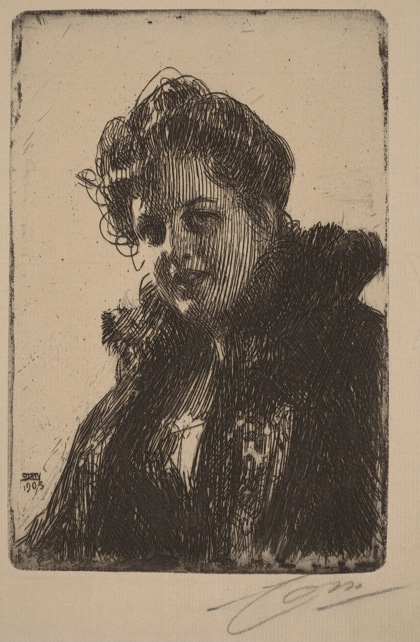 Mrs. Granberg, by Anders Zorn, ink, 1903